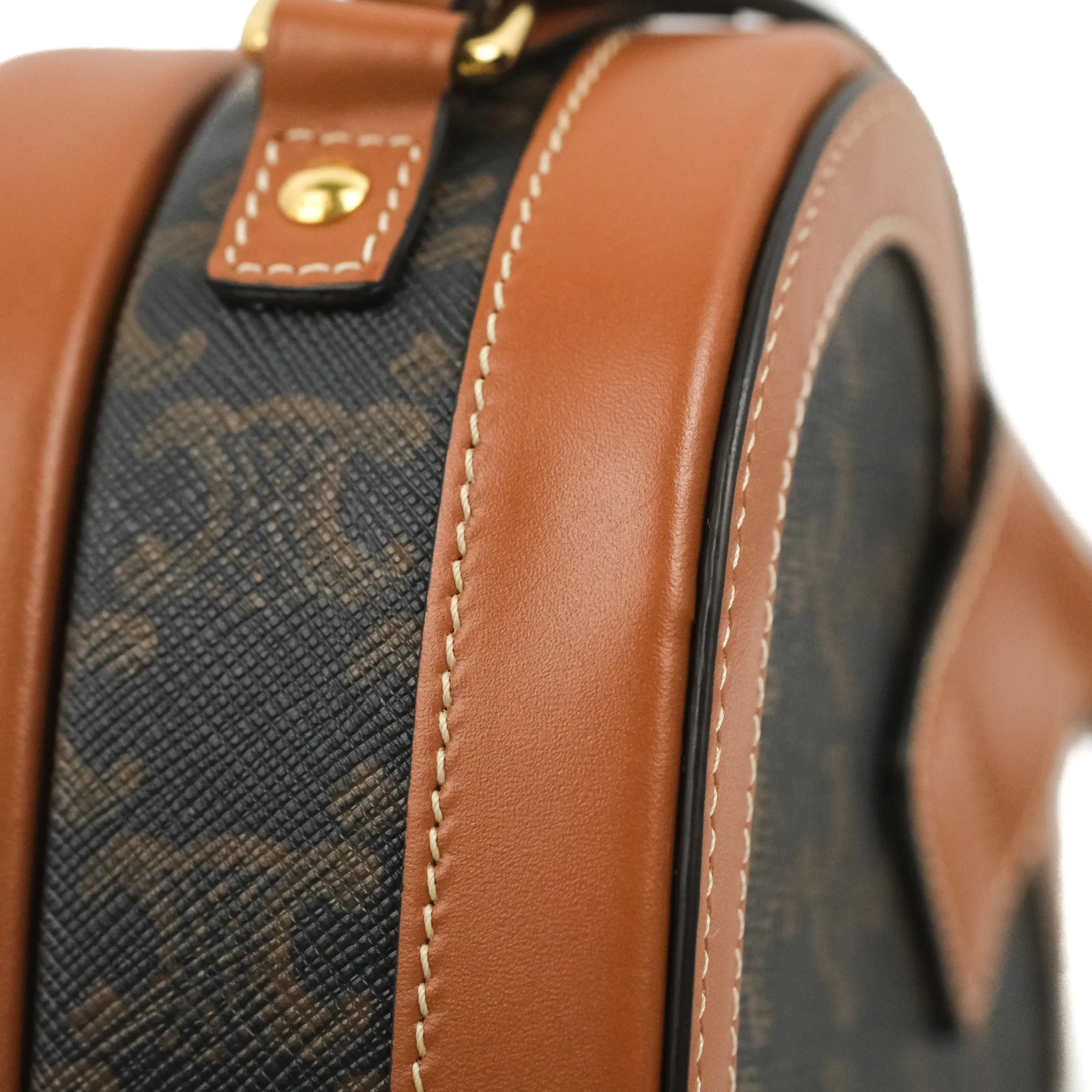 Celine Heart Tambour Bag Triomphe Canvas Tan