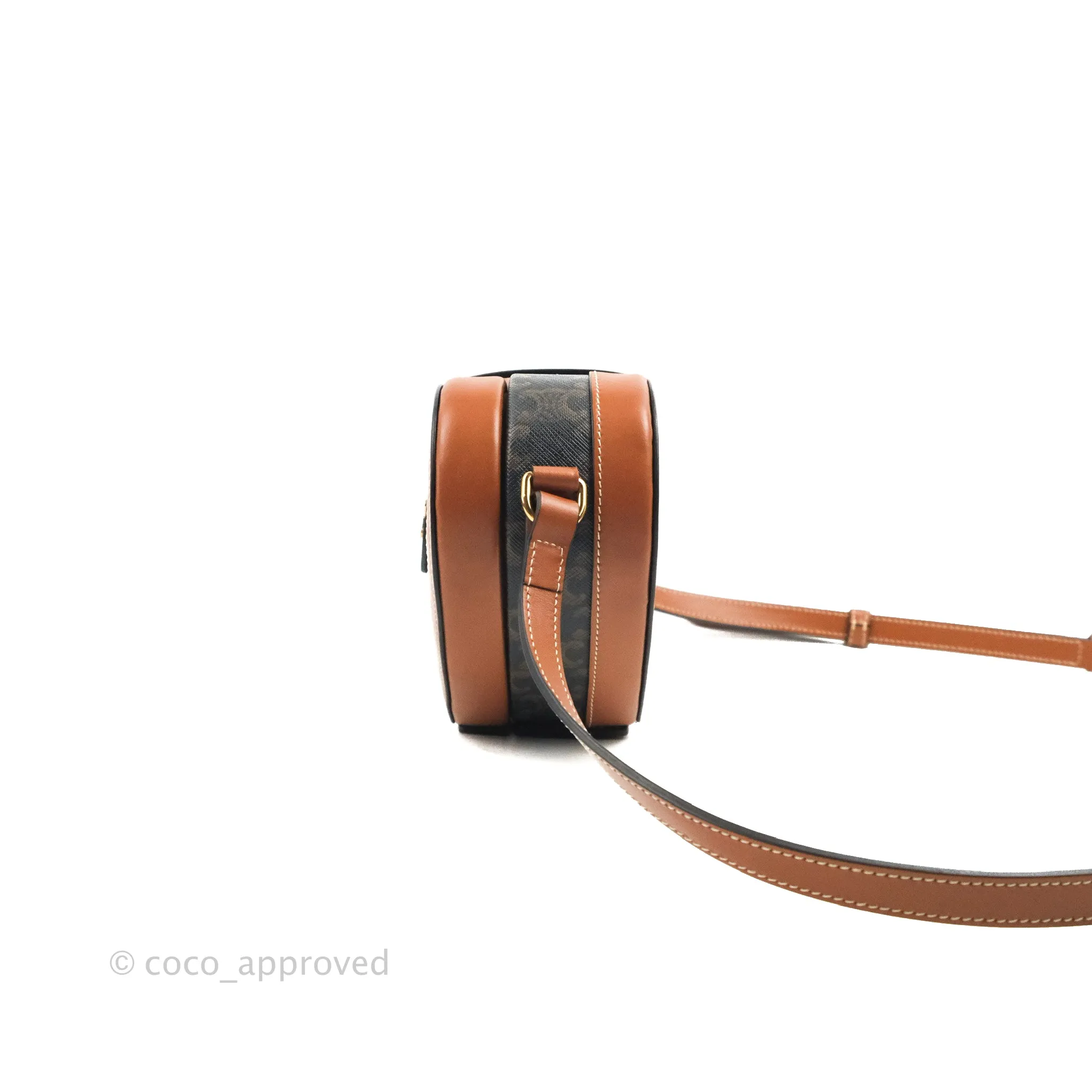 Celine Heart Tambour Bag Triomphe Canvas Tan