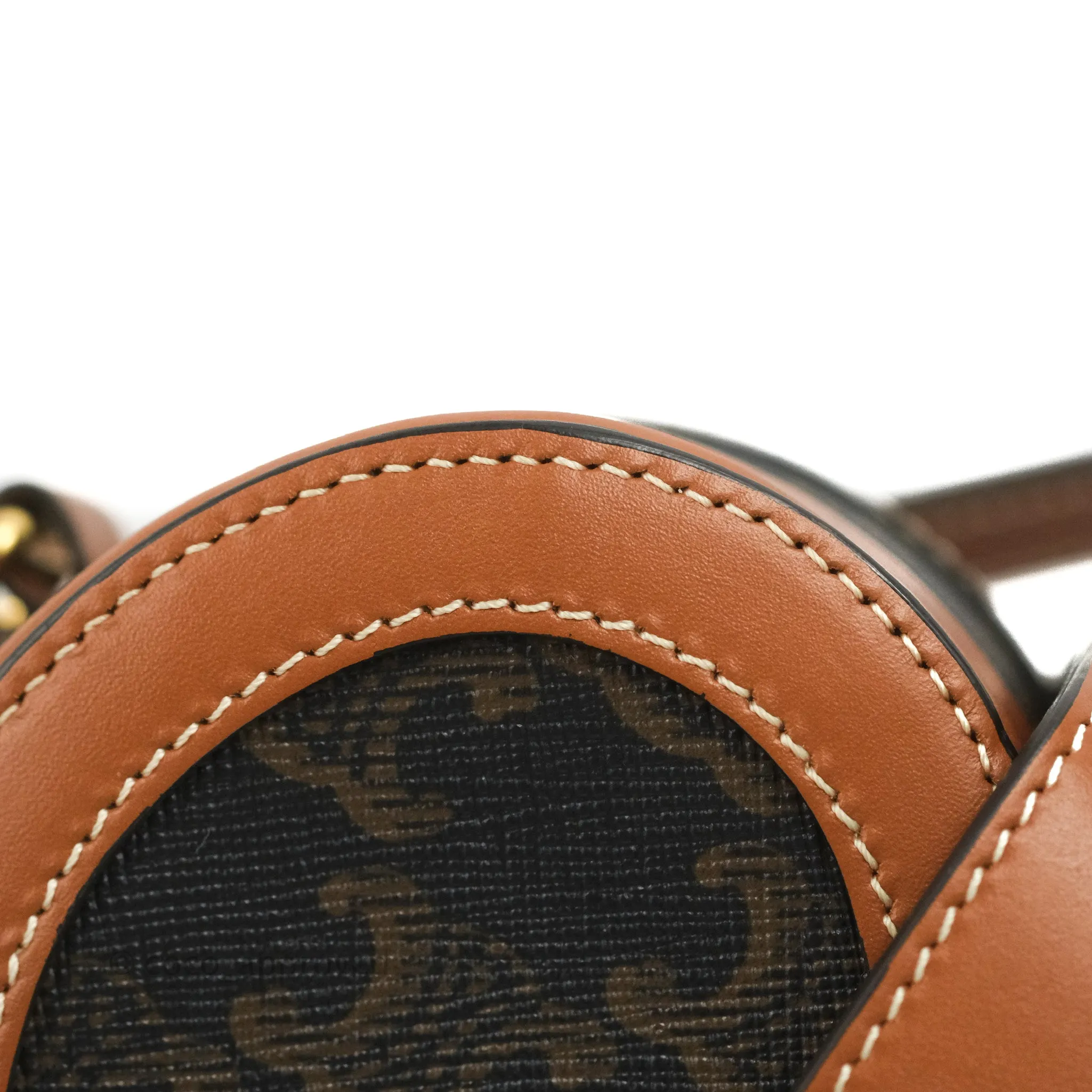 Celine Heart Tambour Bag Triomphe Canvas Tan