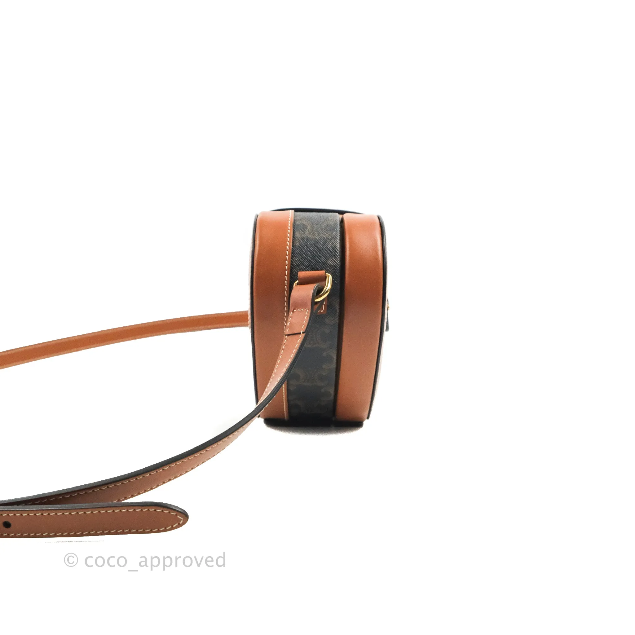 Celine Heart Tambour Bag Triomphe Canvas Tan