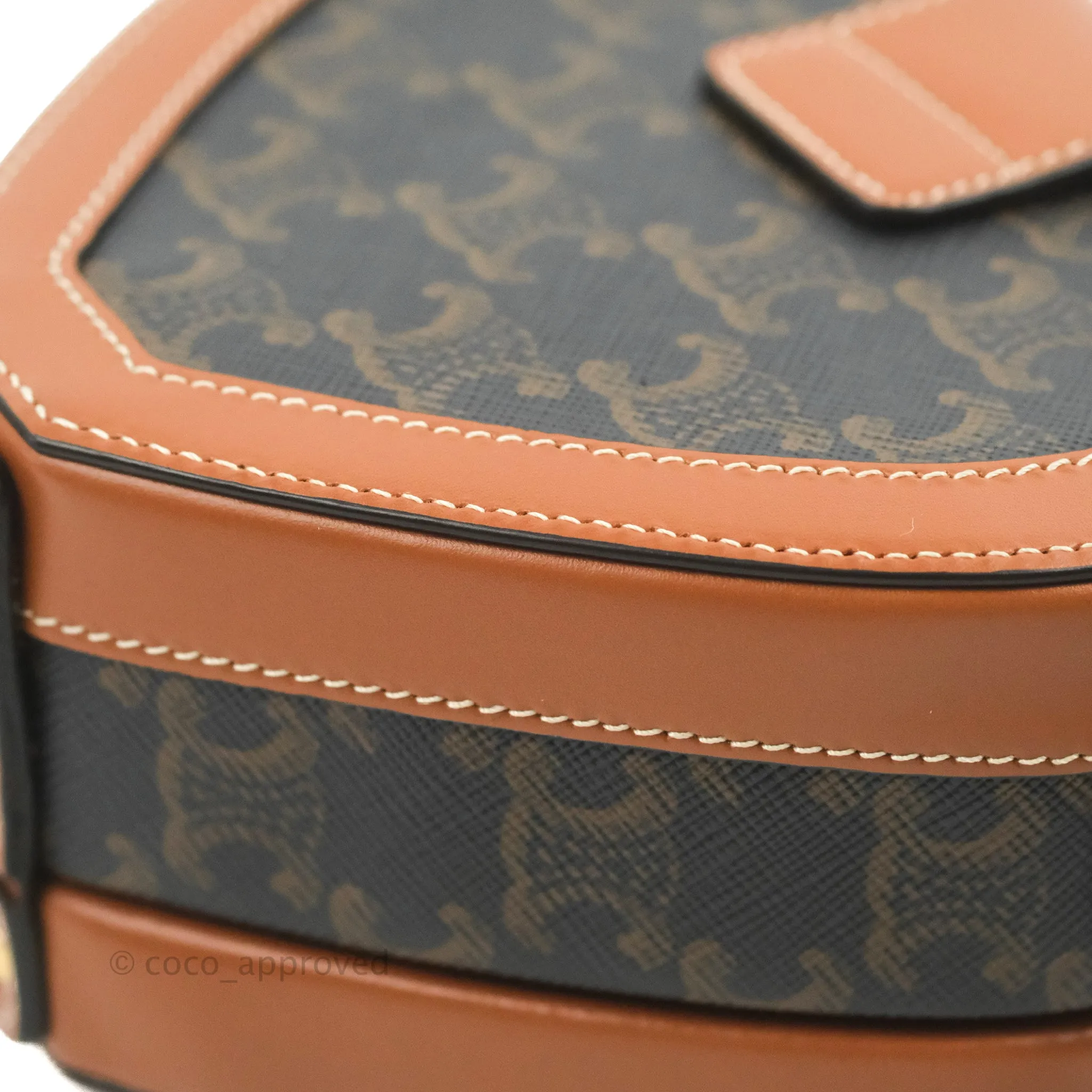 Celine Heart Tambour Bag Triomphe Canvas Tan