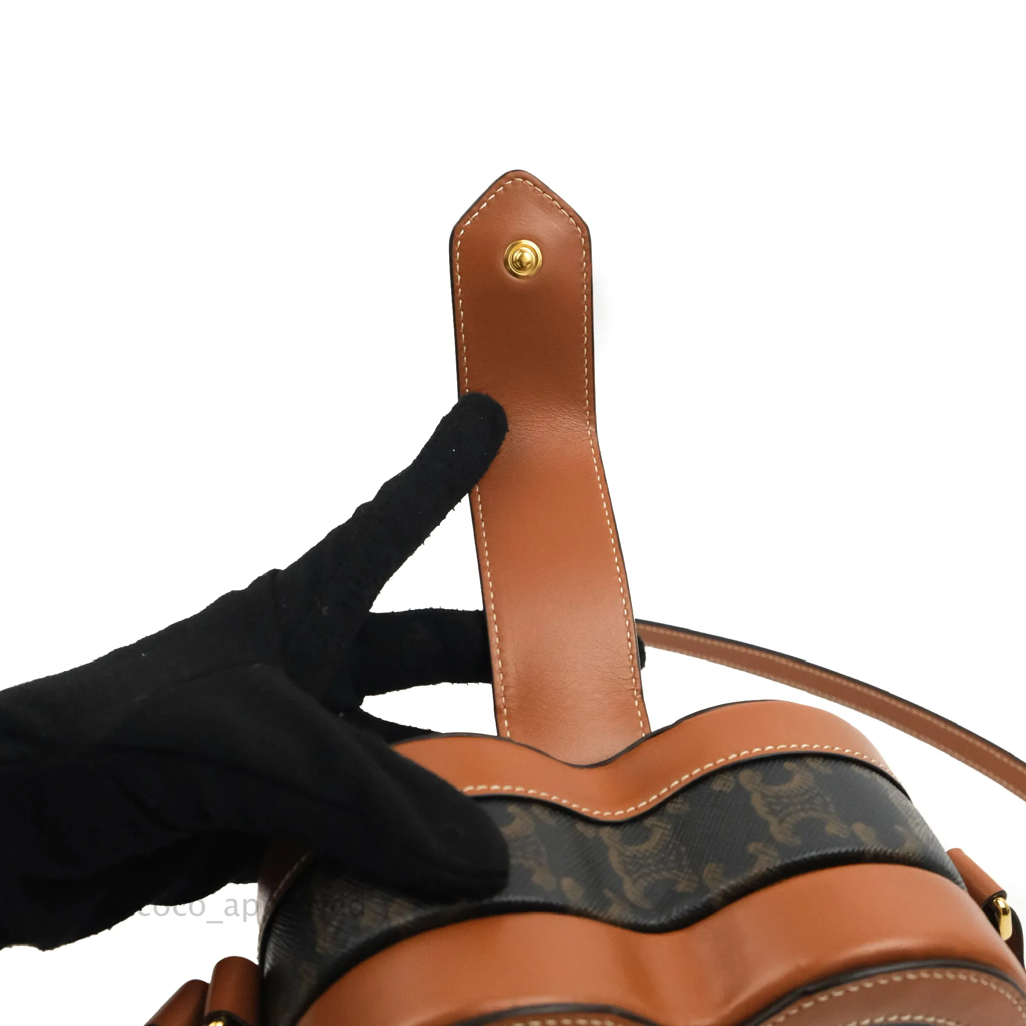Celine Heart Tambour Bag Triomphe Canvas Tan