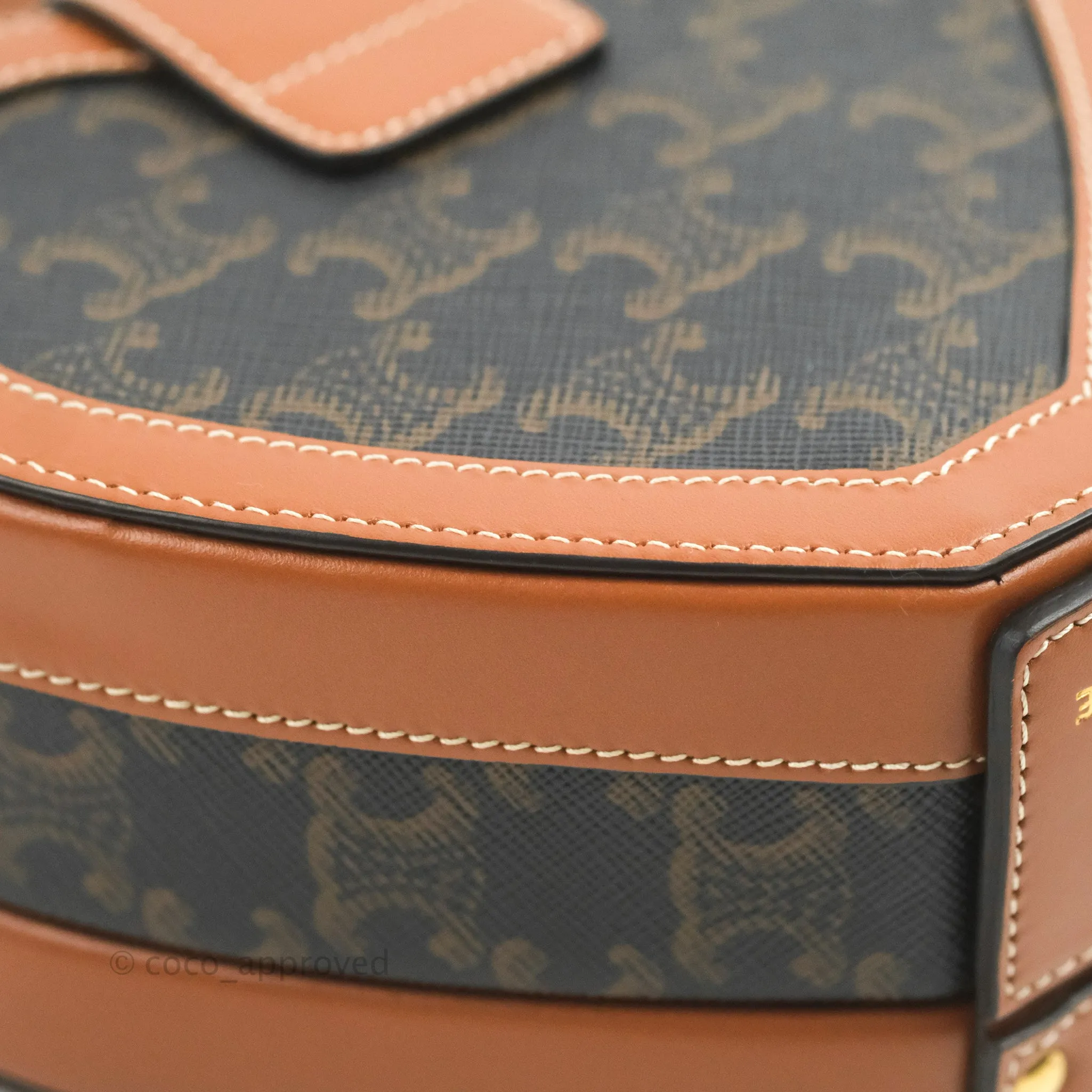 Celine Heart Tambour Bag Triomphe Canvas Tan