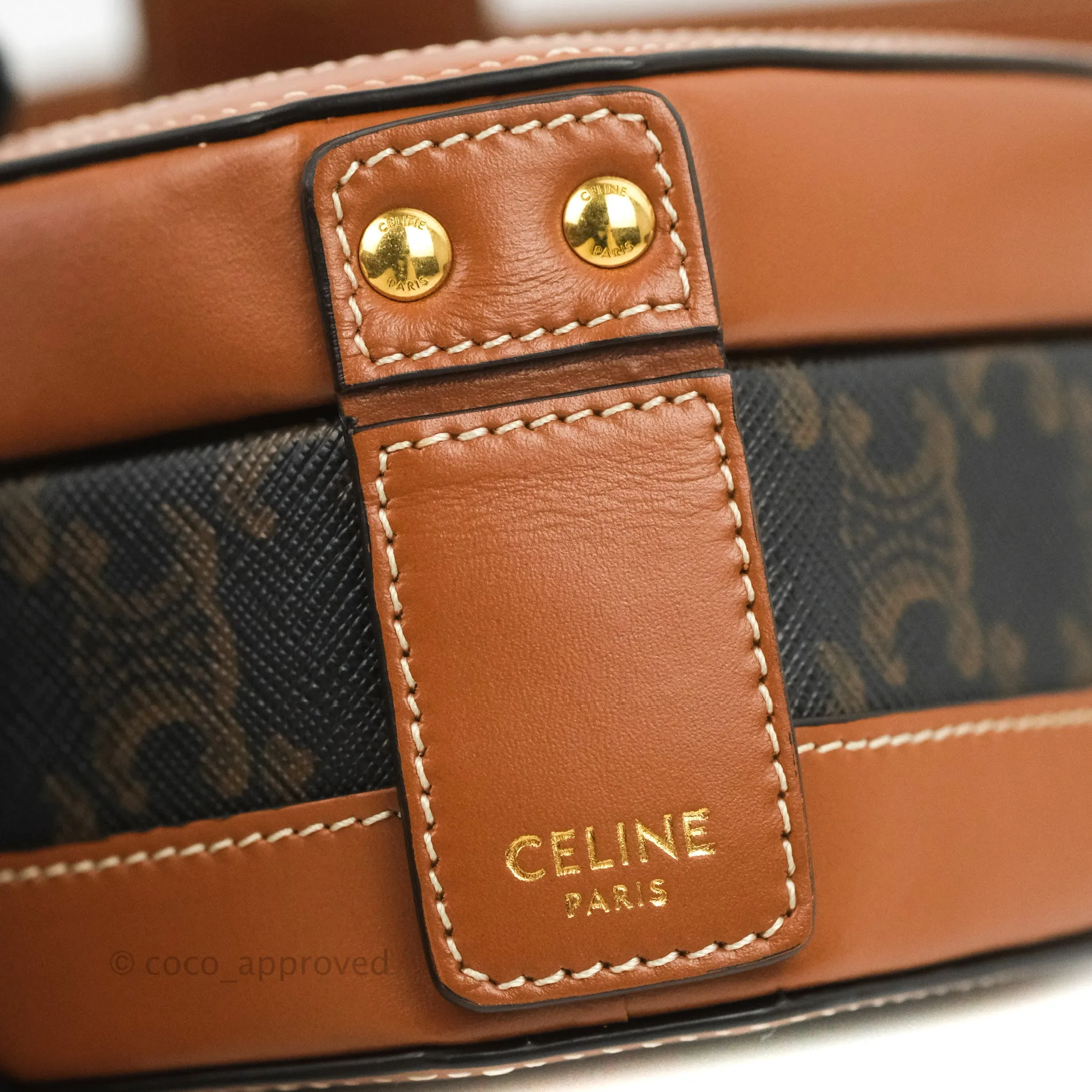 Celine Heart Tambour Bag Triomphe Canvas Tan