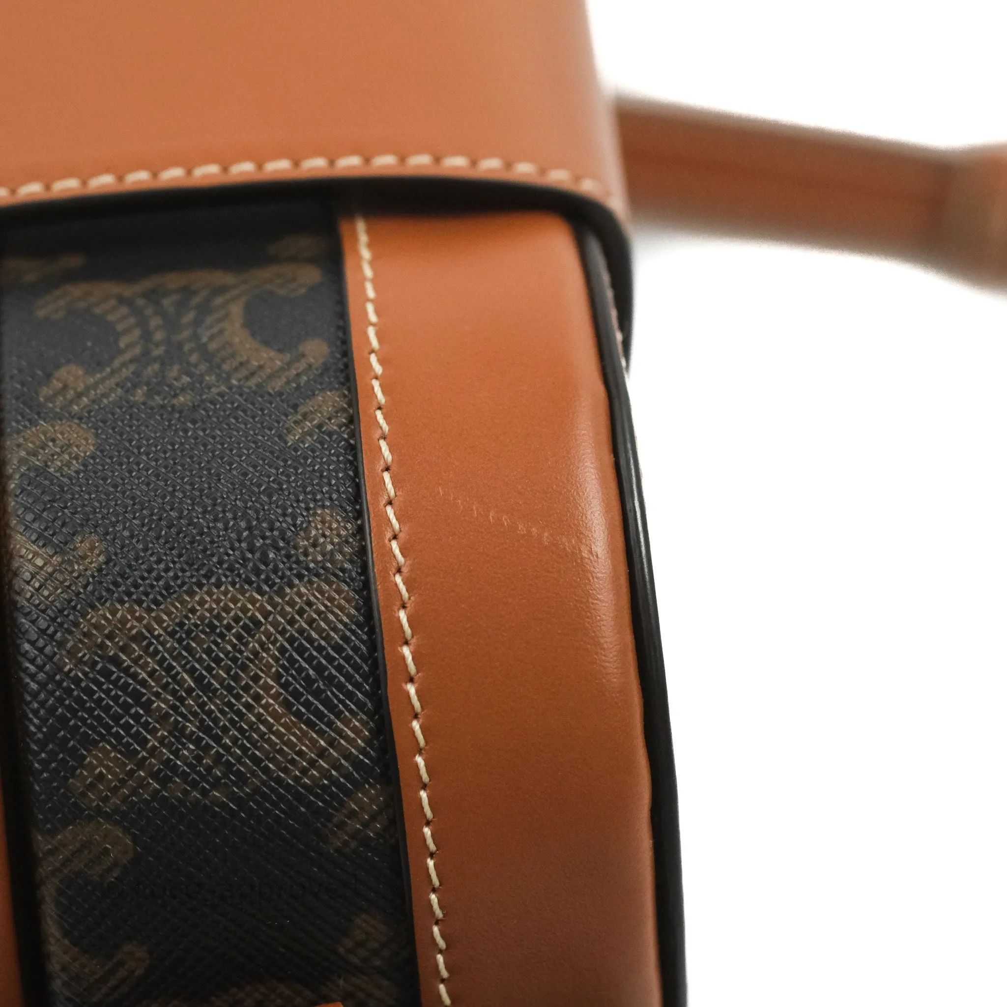 Celine Heart Tambour Bag Triomphe Canvas Tan