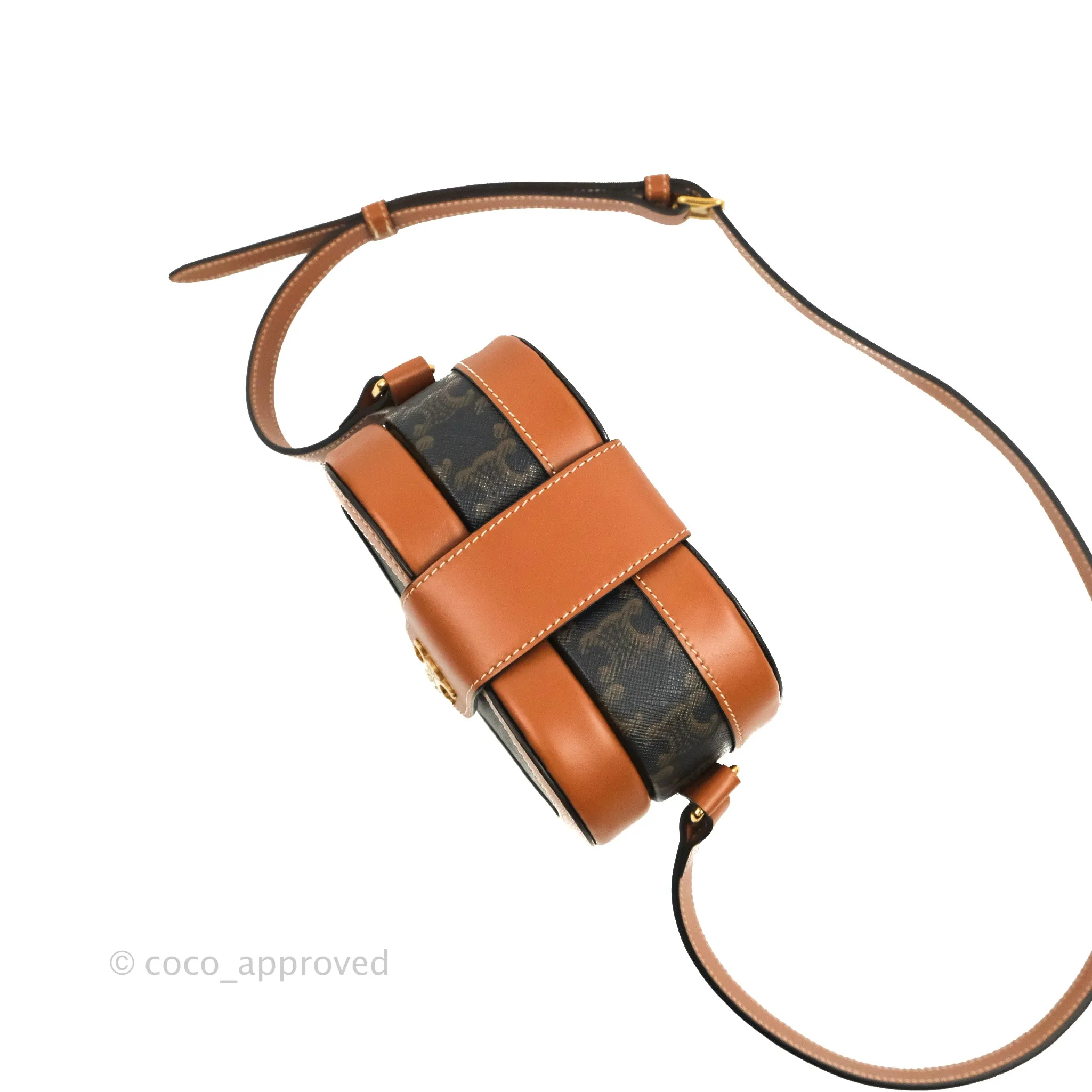Celine Heart Tambour Bag Triomphe Canvas Tan