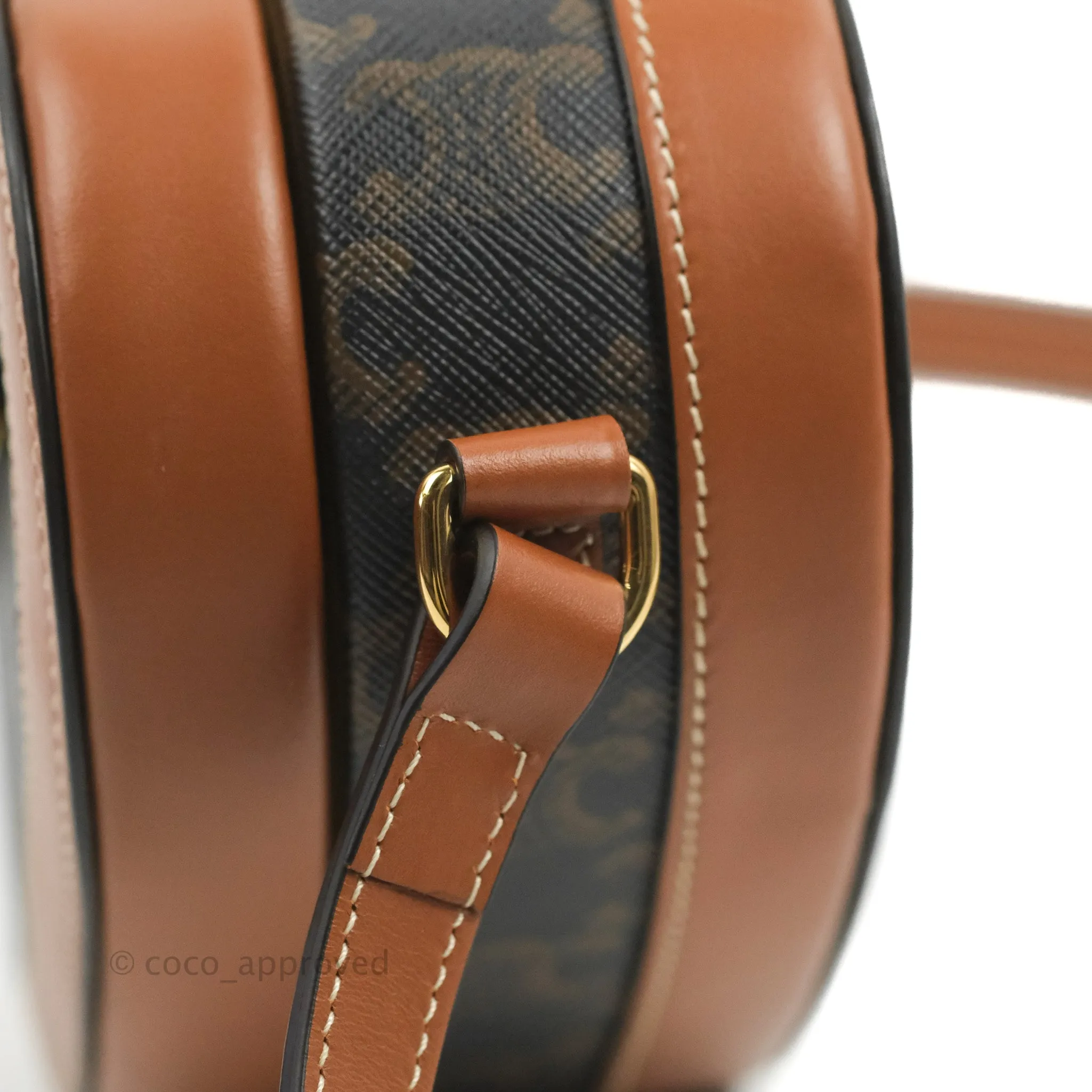 Celine Heart Tambour Bag Triomphe Canvas Tan