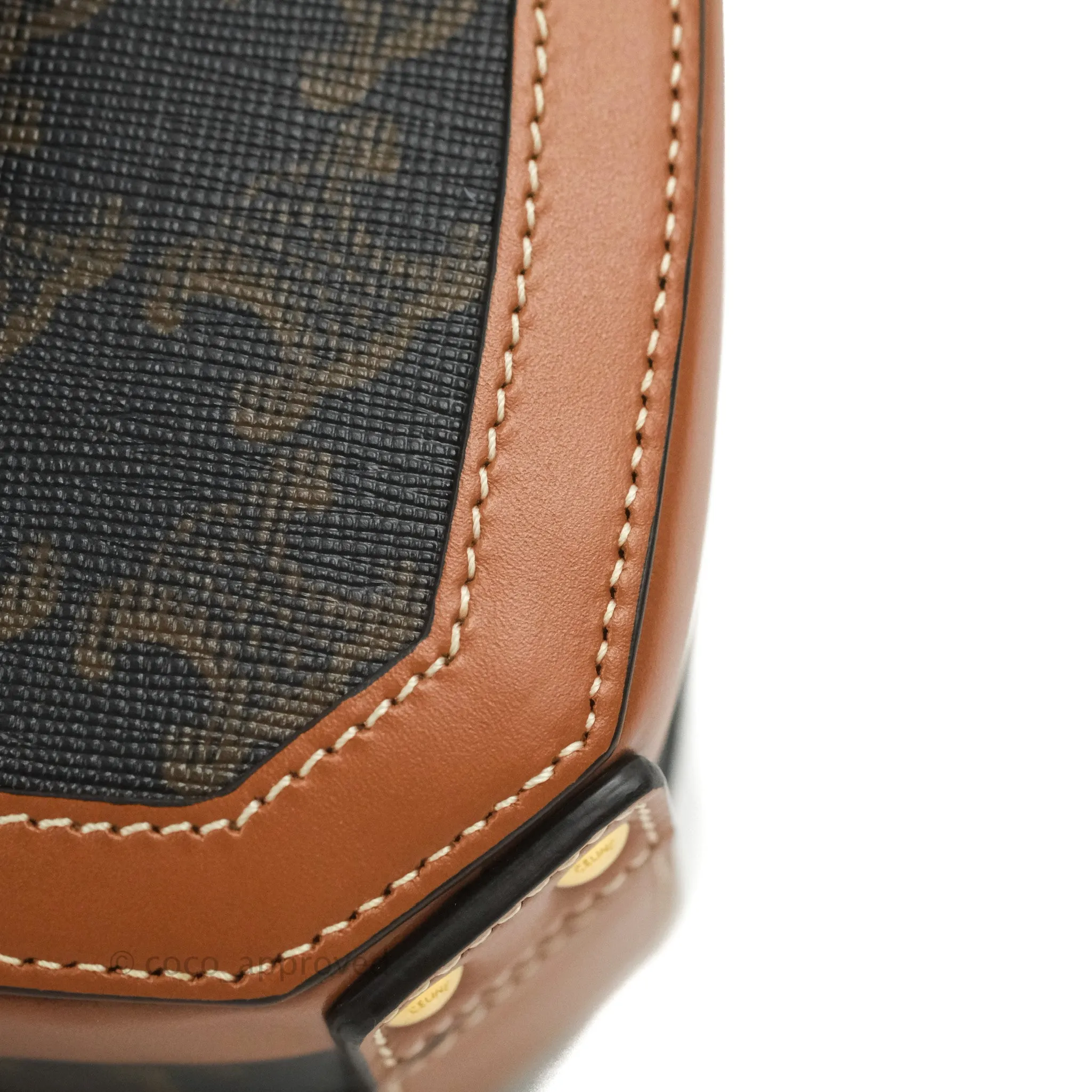Celine Heart Tambour Bag Triomphe Canvas Tan