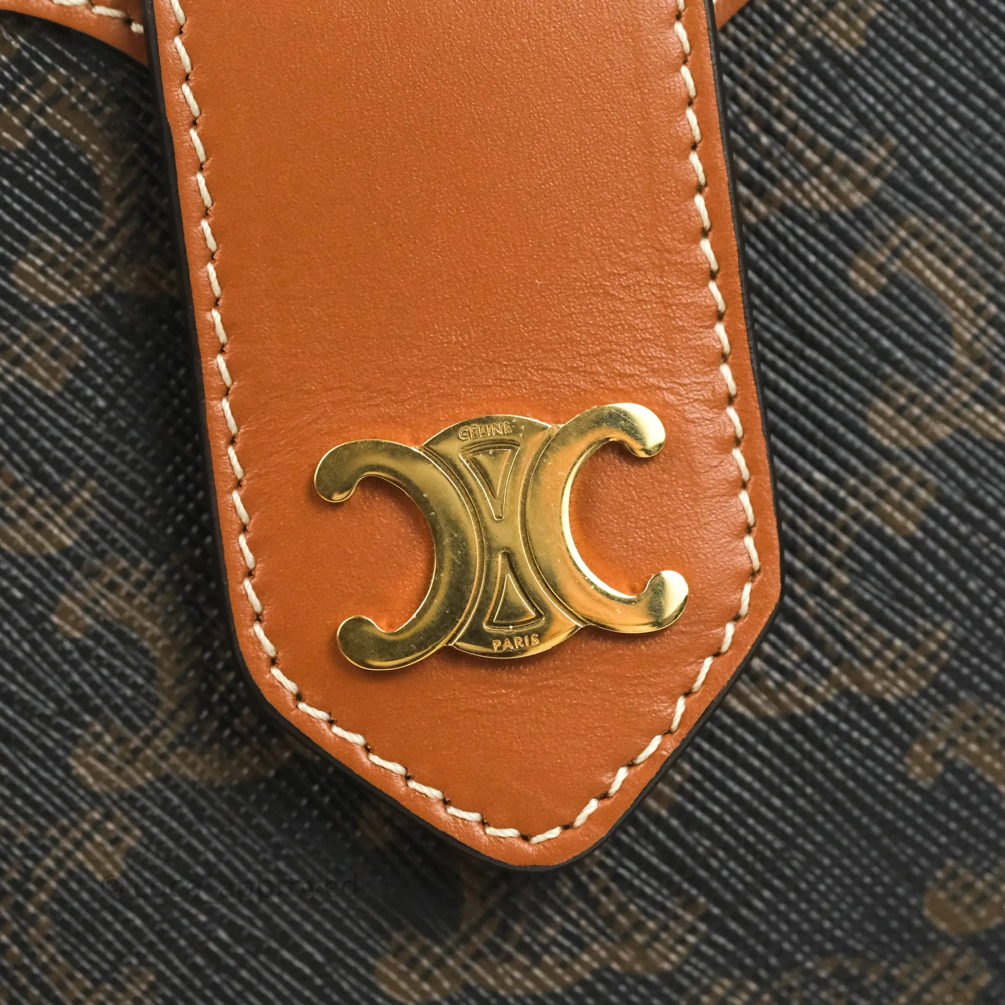 Celine Heart Tambour Bag Triomphe Canvas Tan