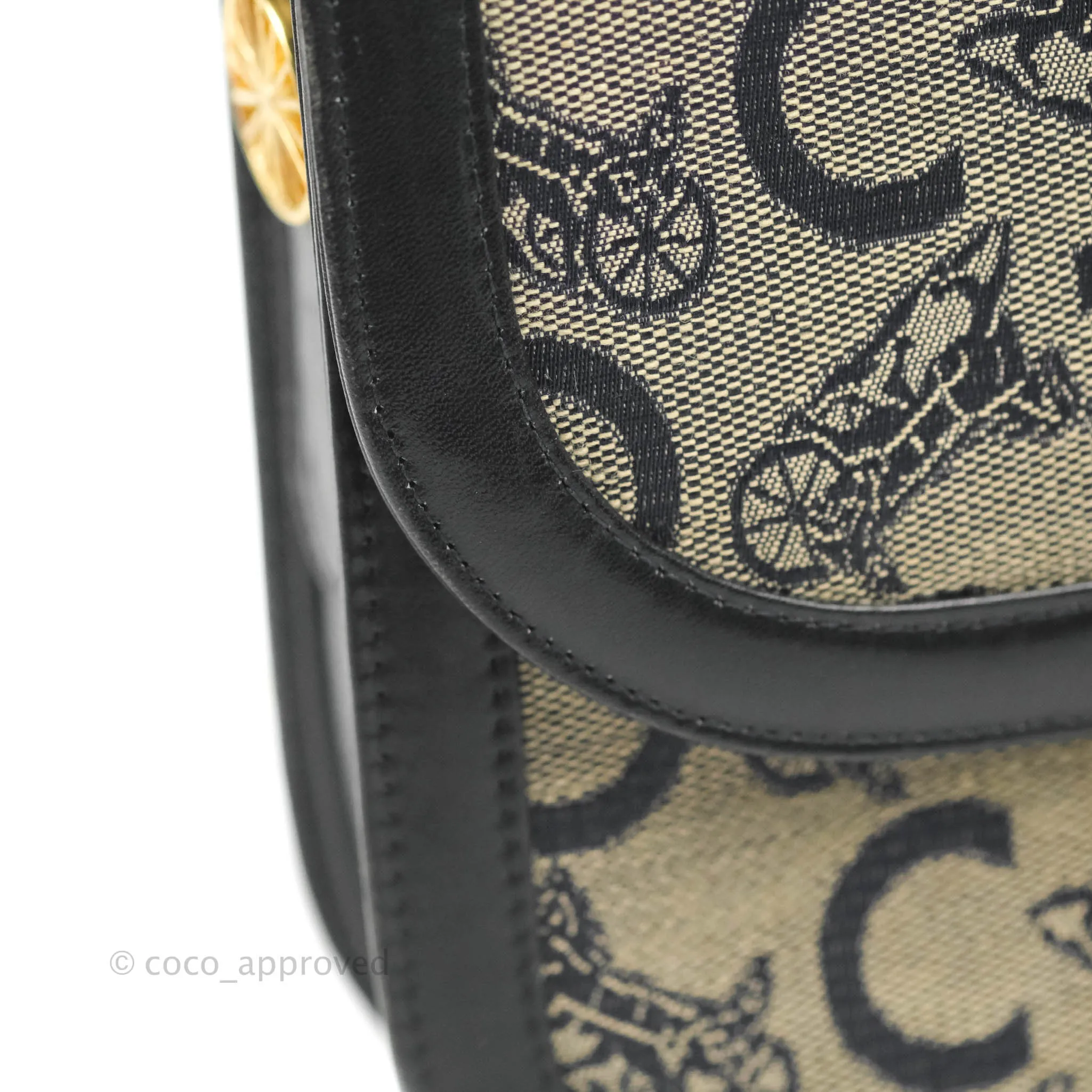 Celine Macadam Horse Carriage Bag Navy Gold Hardware