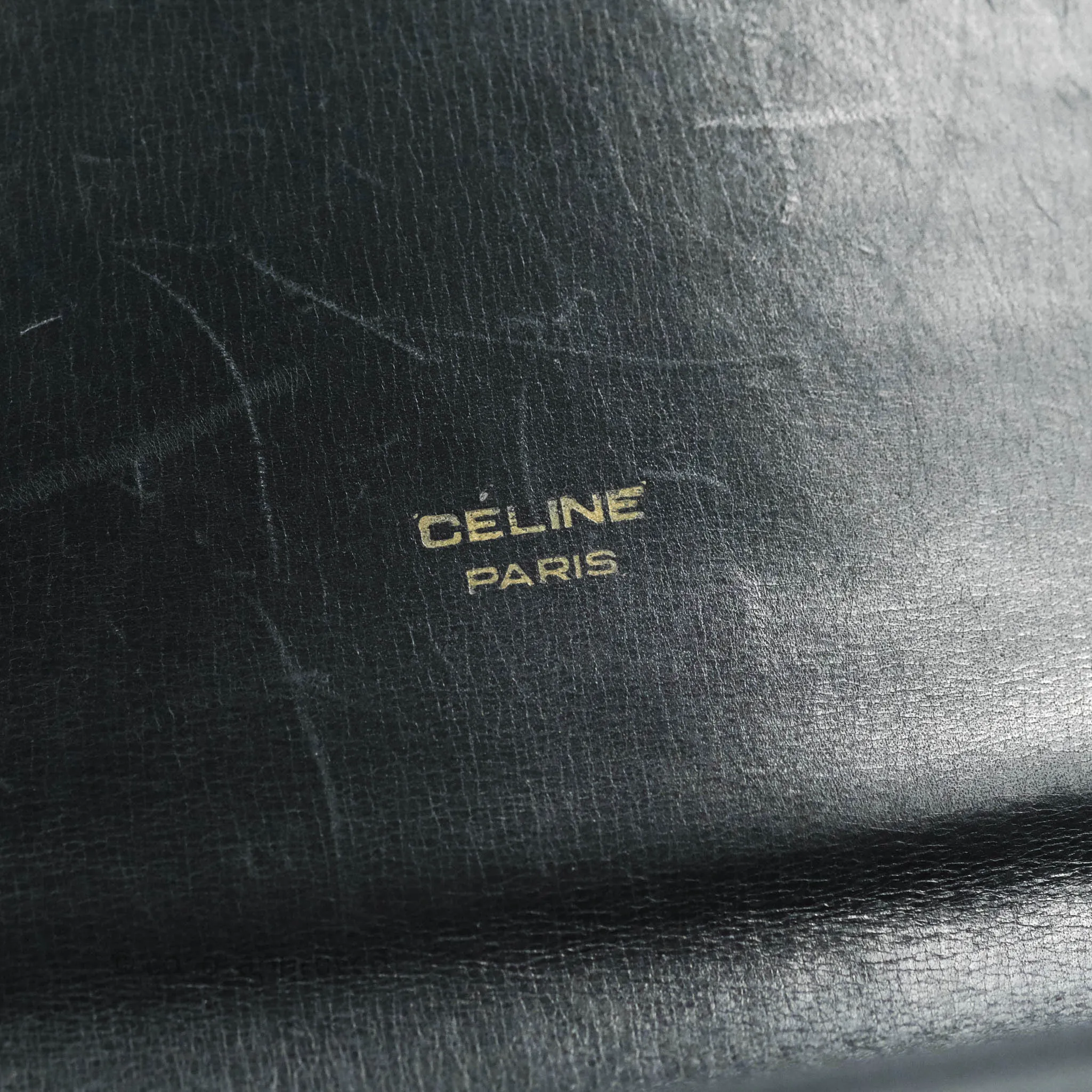 Celine Macadam Horse Carriage Bag Navy Gold Hardware