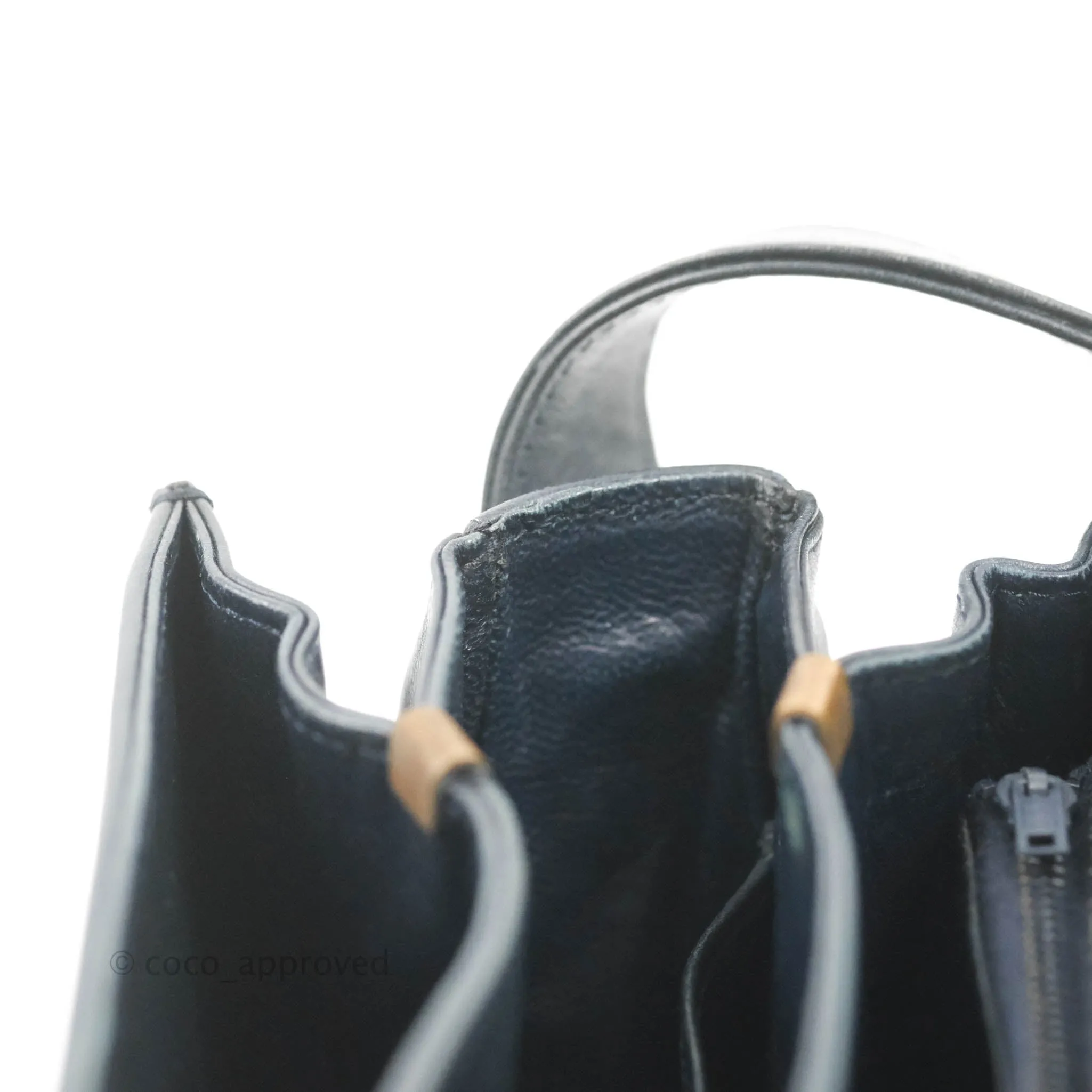 Celine Macadam Horse Carriage Bag Navy Gold Hardware