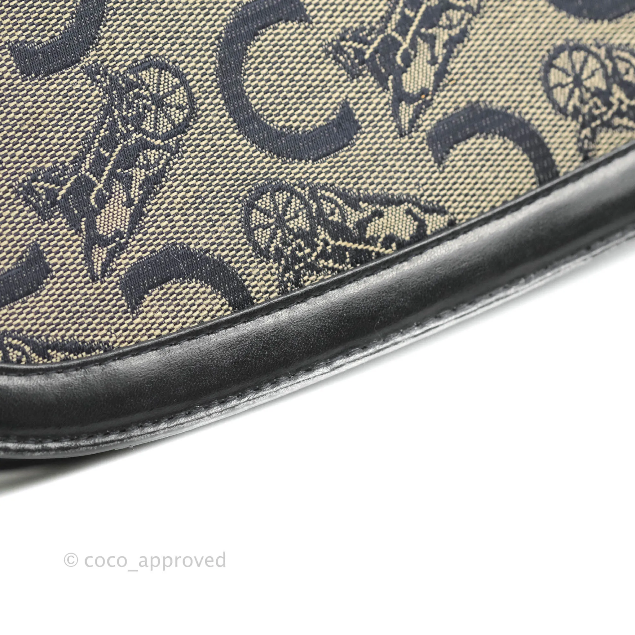 Celine Macadam Horse Carriage Bag Navy Gold Hardware