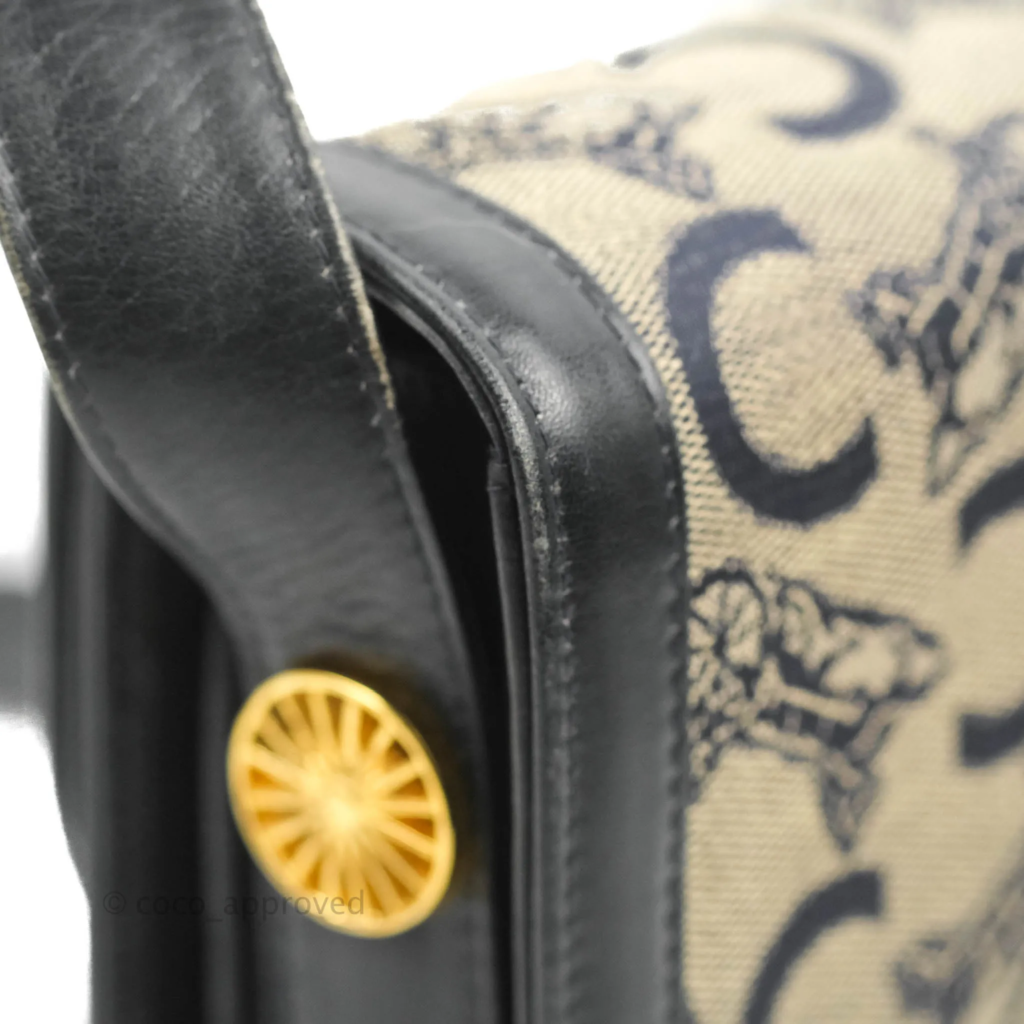 Celine Macadam Horse Carriage Bag Navy Gold Hardware