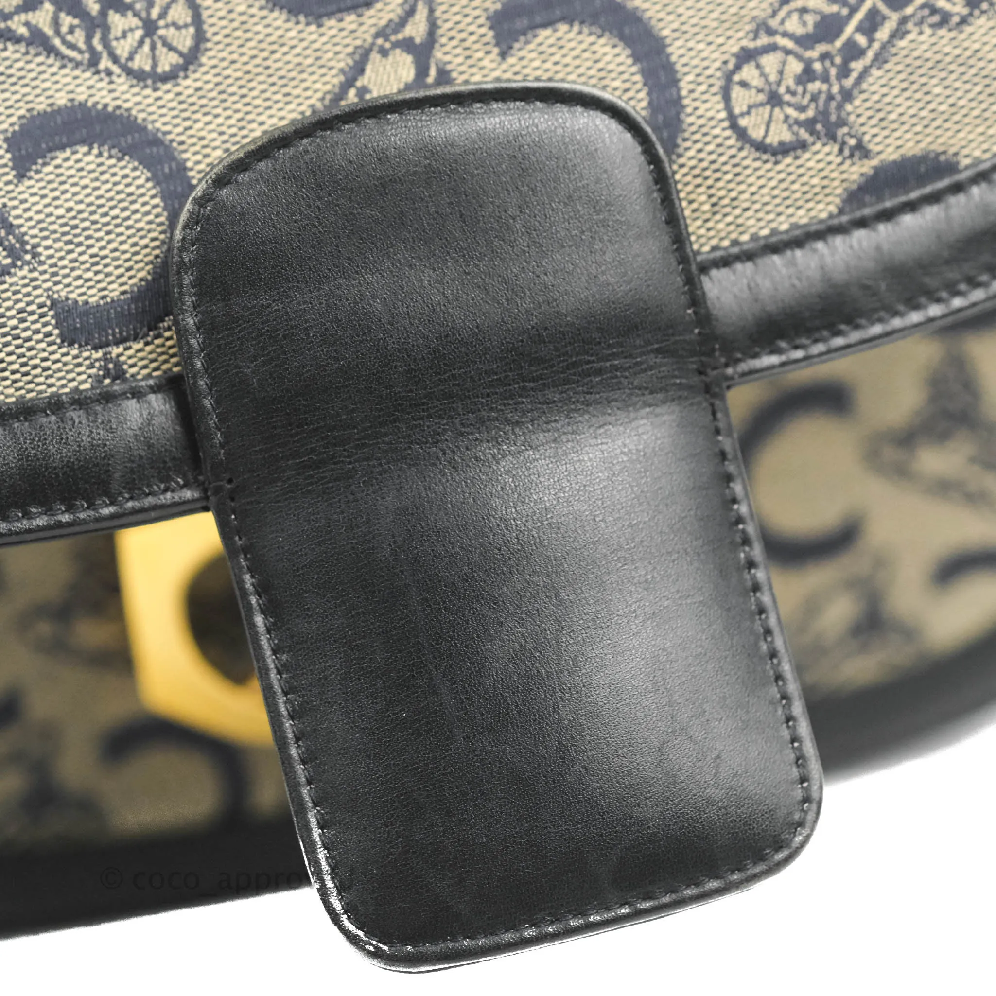 Celine Macadam Horse Carriage Bag Navy Gold Hardware