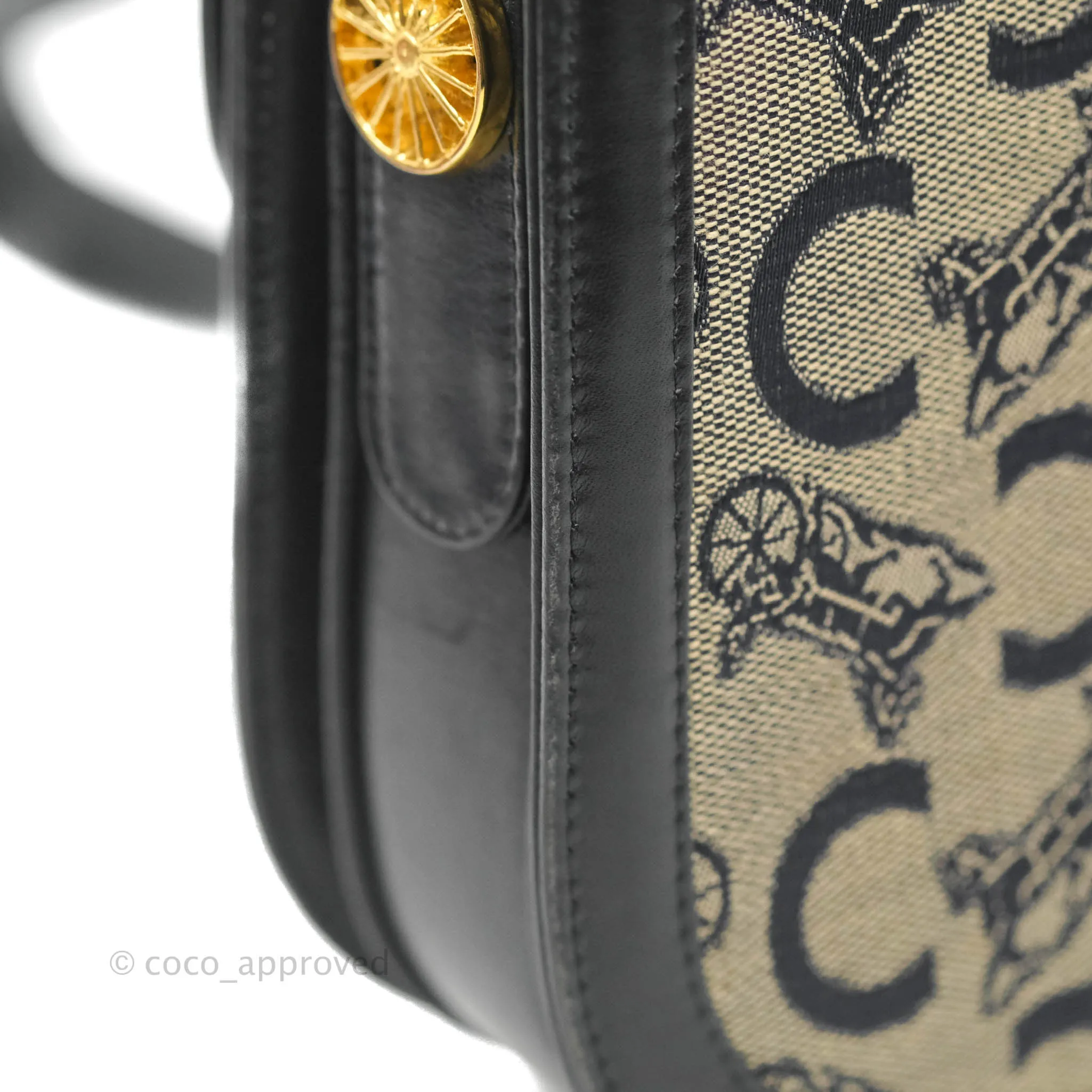 Celine Macadam Horse Carriage Bag Navy Gold Hardware