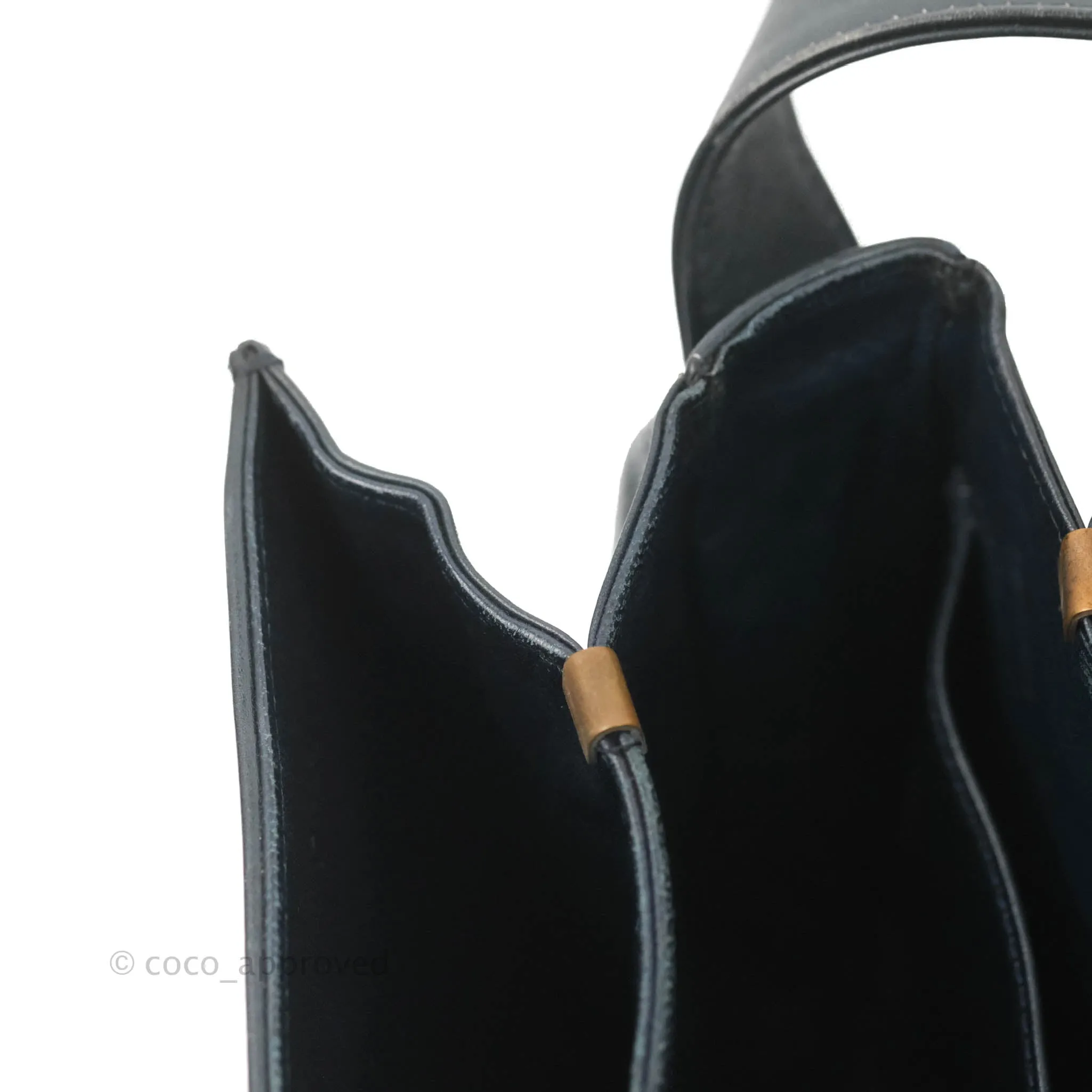 Celine Macadam Horse Carriage Bag Navy Gold Hardware
