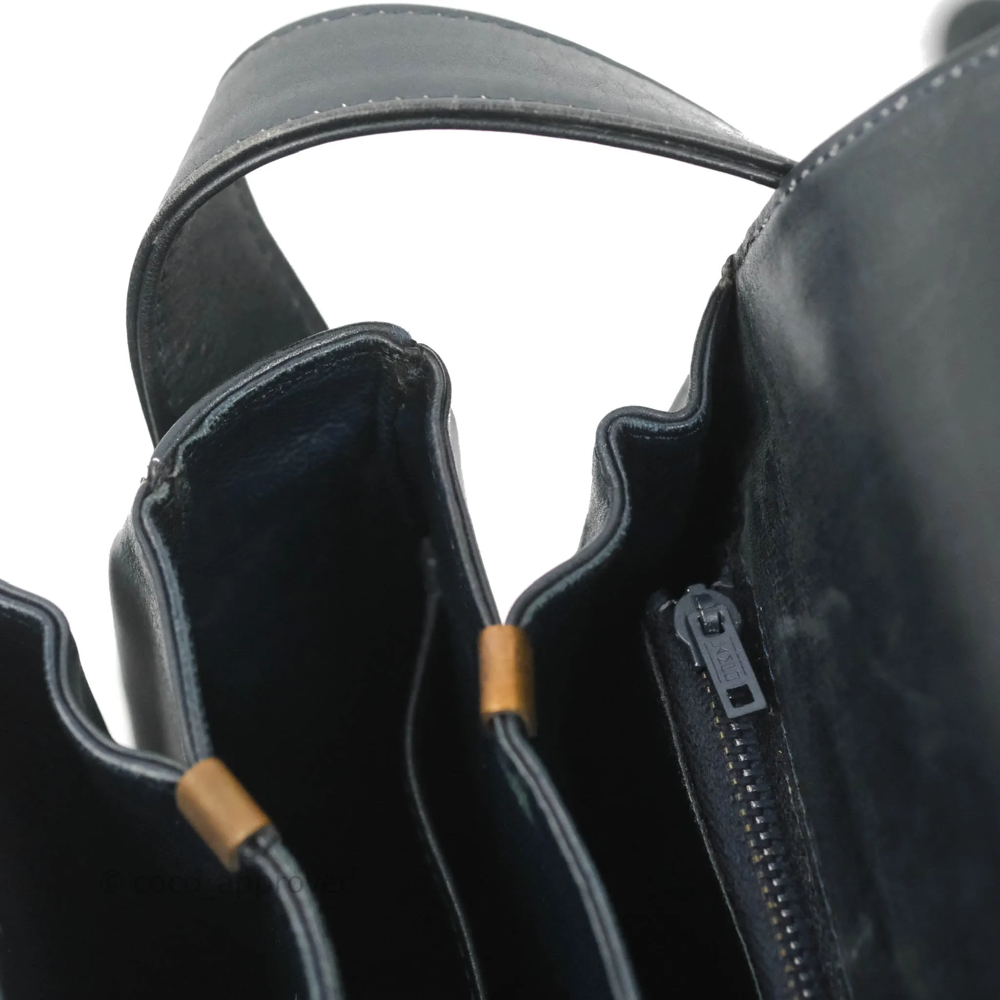 Celine Macadam Horse Carriage Bag Navy Gold Hardware