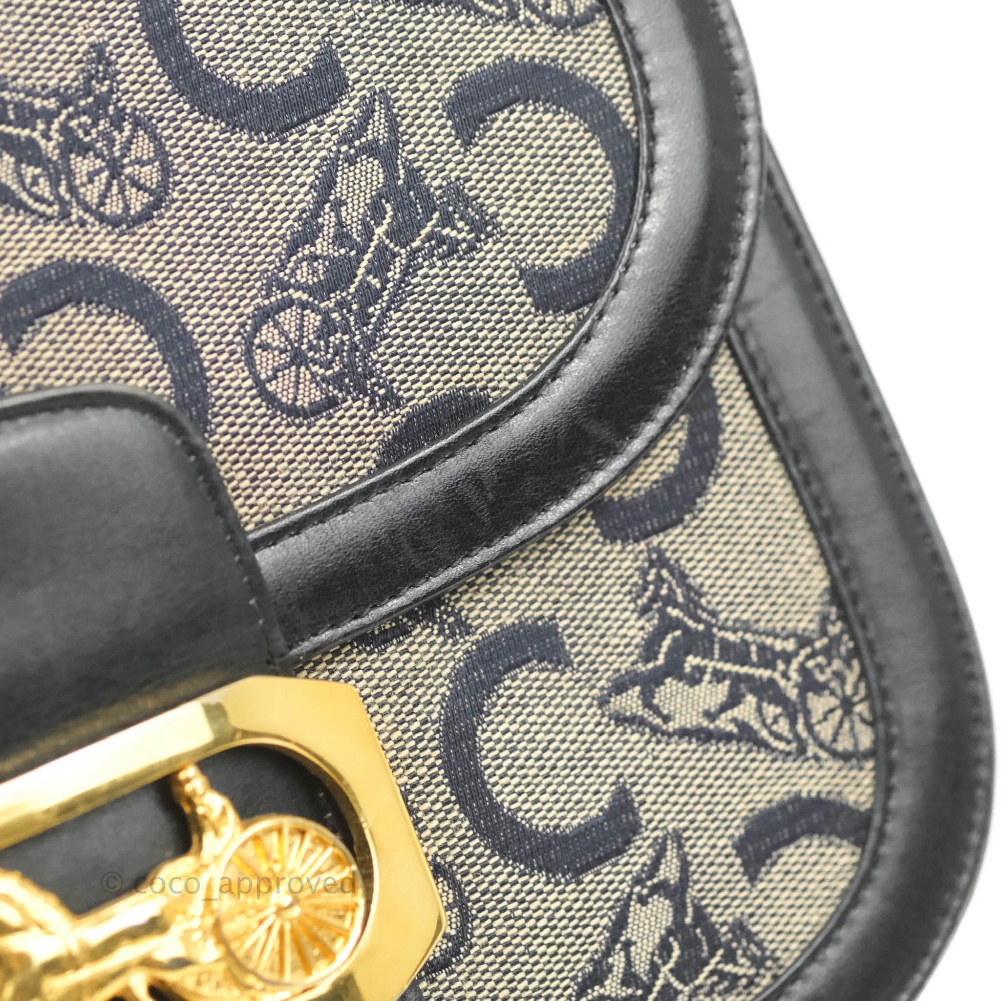 Celine Macadam Horse Carriage Bag Navy Gold Hardware
