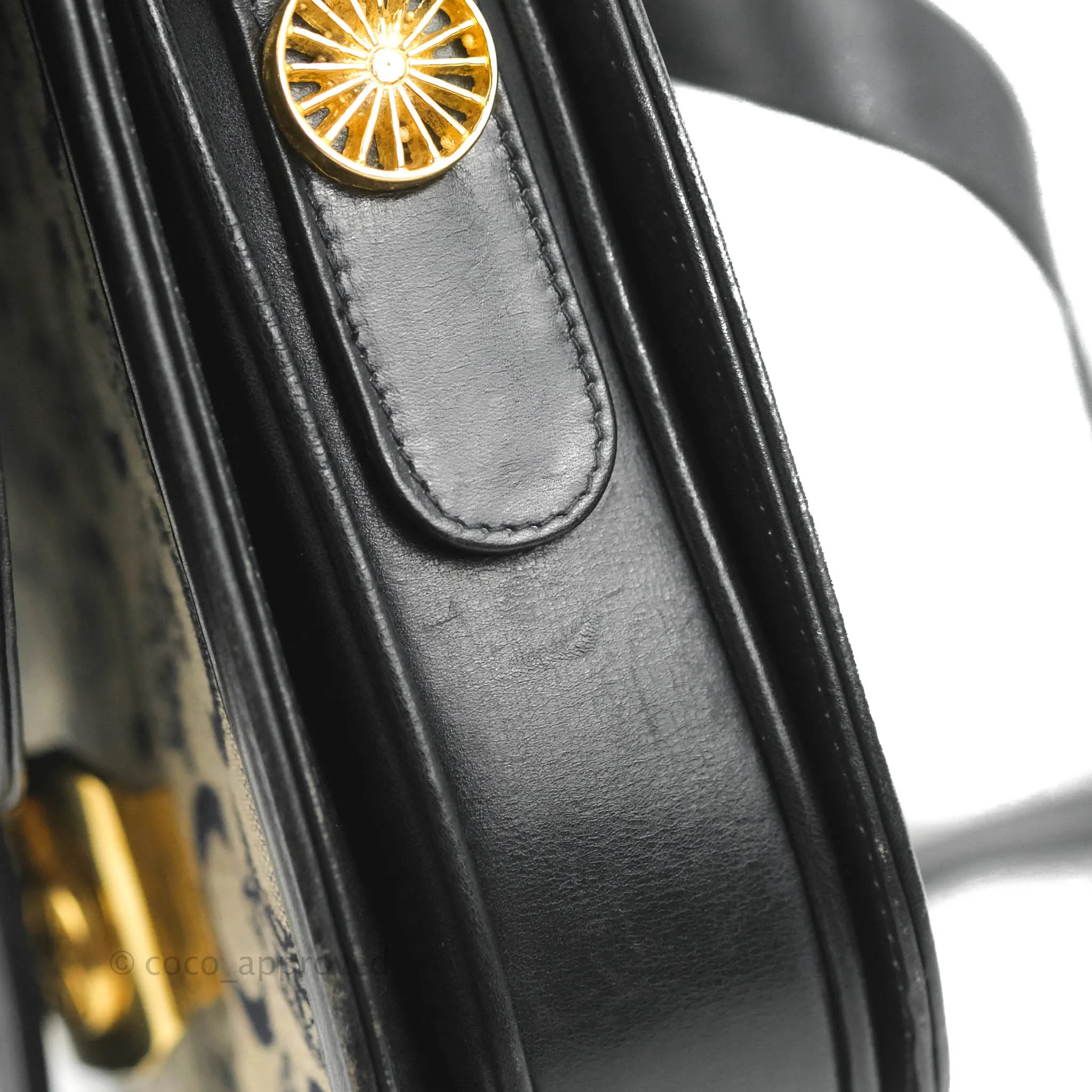 Celine Macadam Horse Carriage Bag Navy Gold Hardware