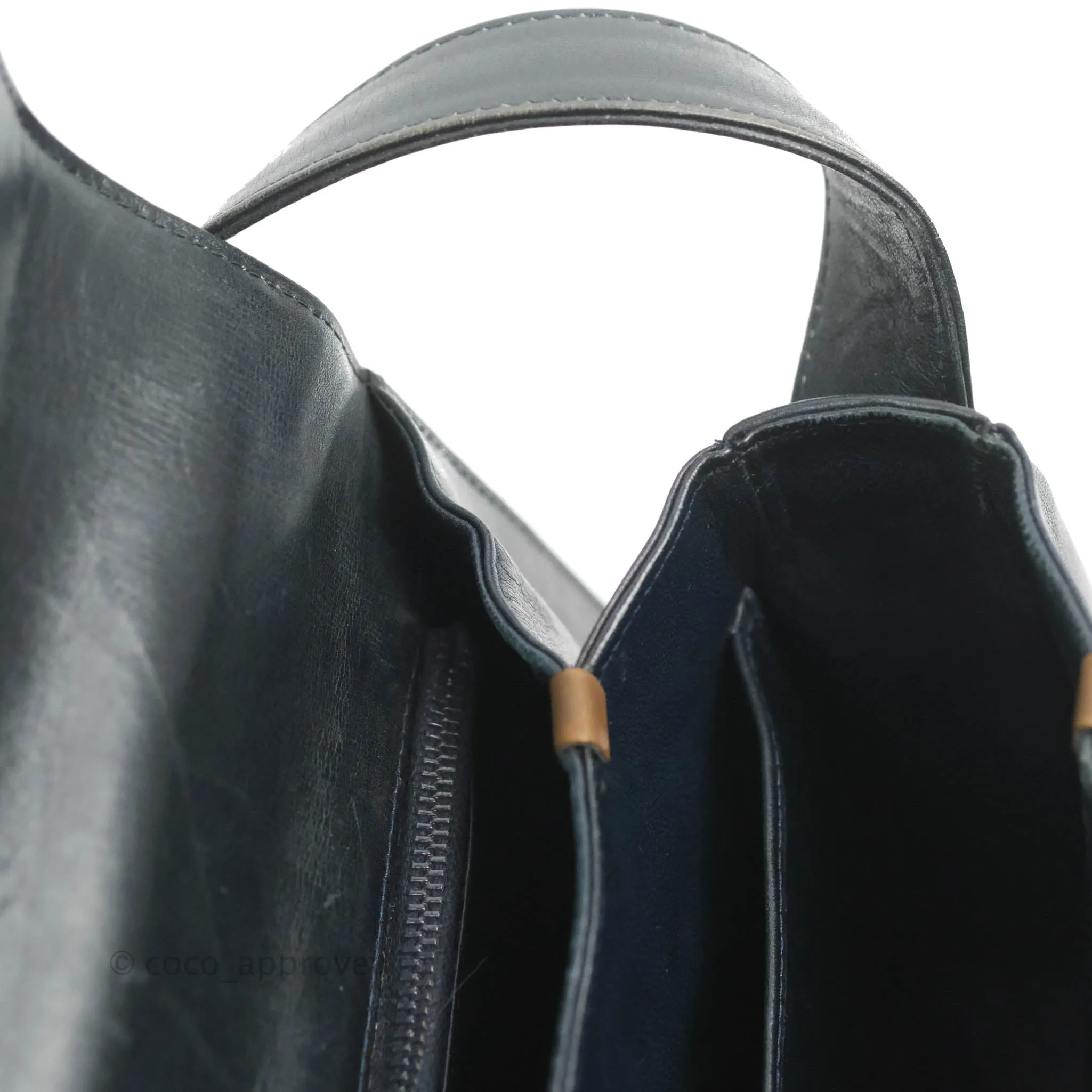 Celine Macadam Horse Carriage Bag Navy Gold Hardware
