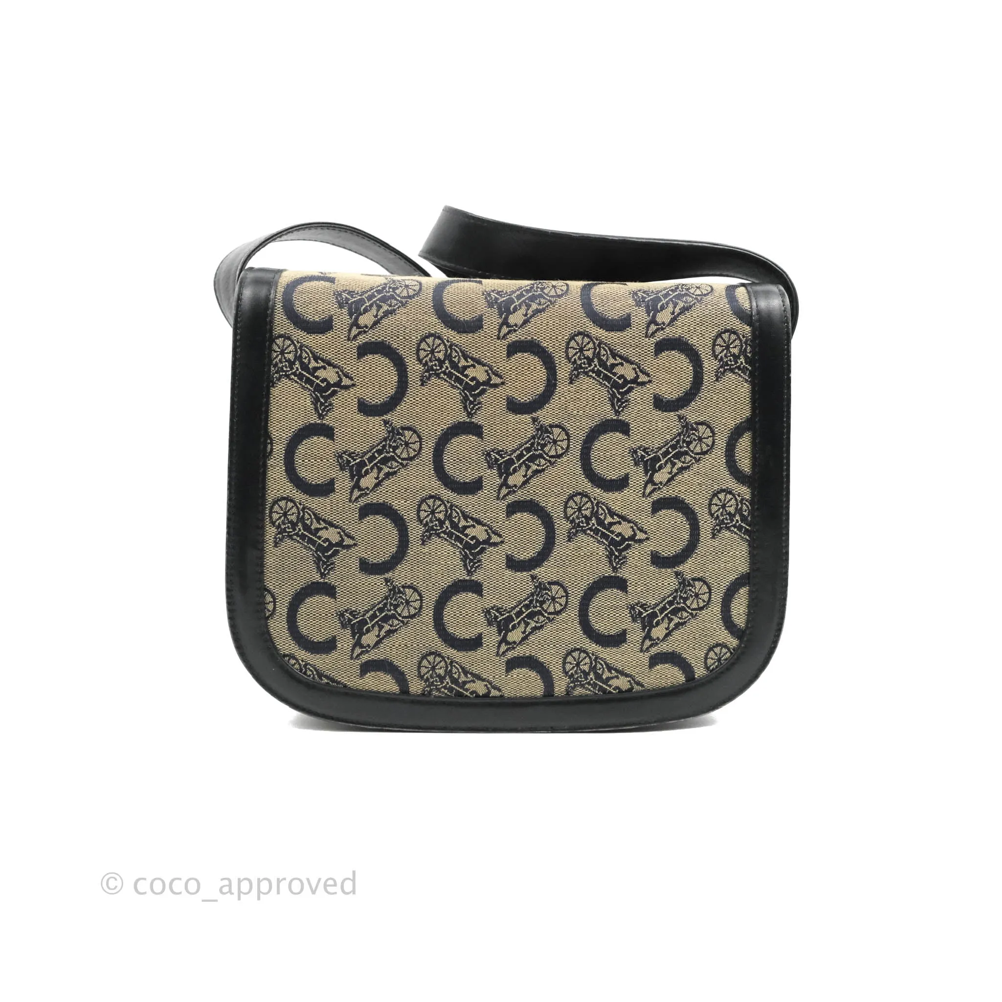 Celine Macadam Horse Carriage Bag Navy Gold Hardware