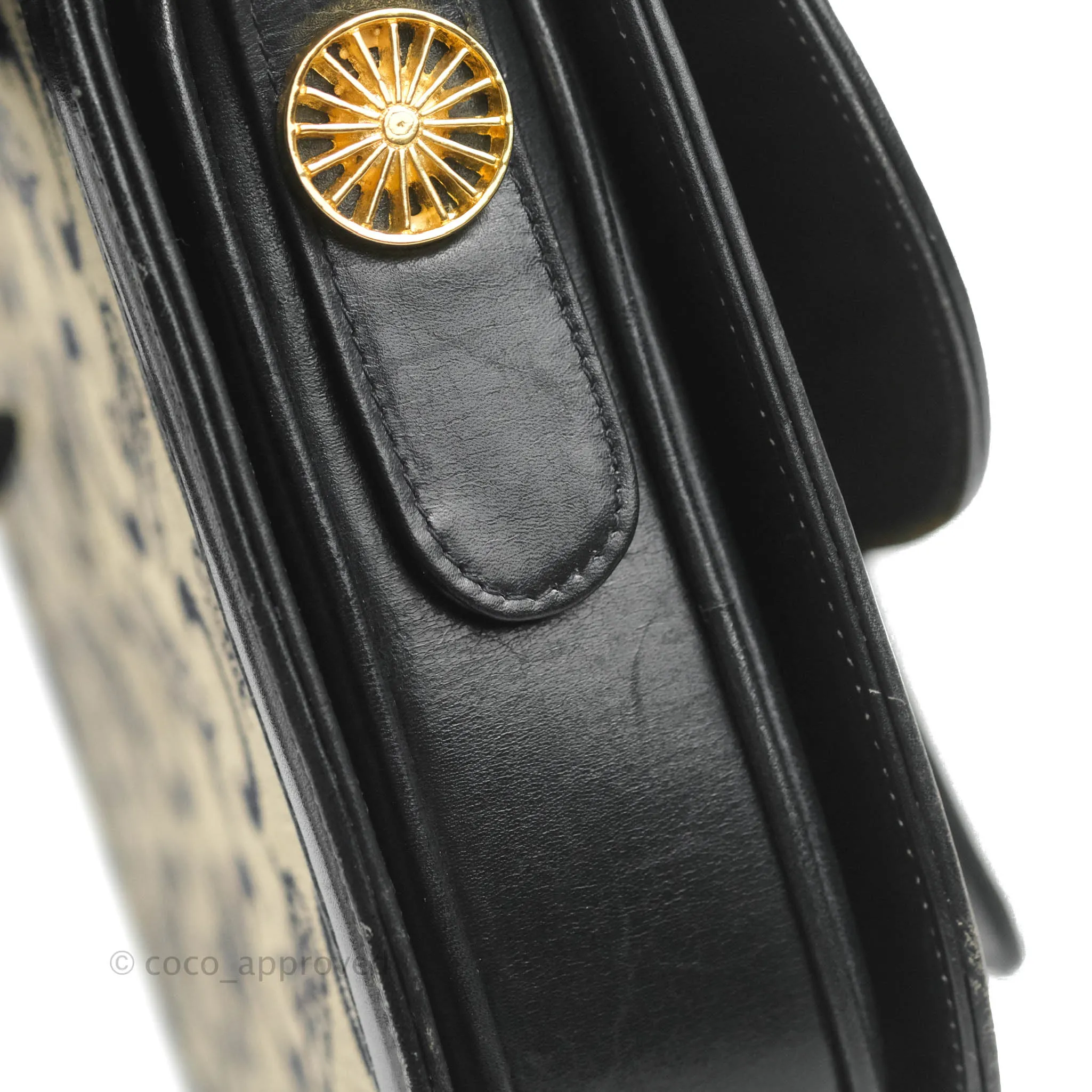 Celine Macadam Horse Carriage Bag Navy Gold Hardware