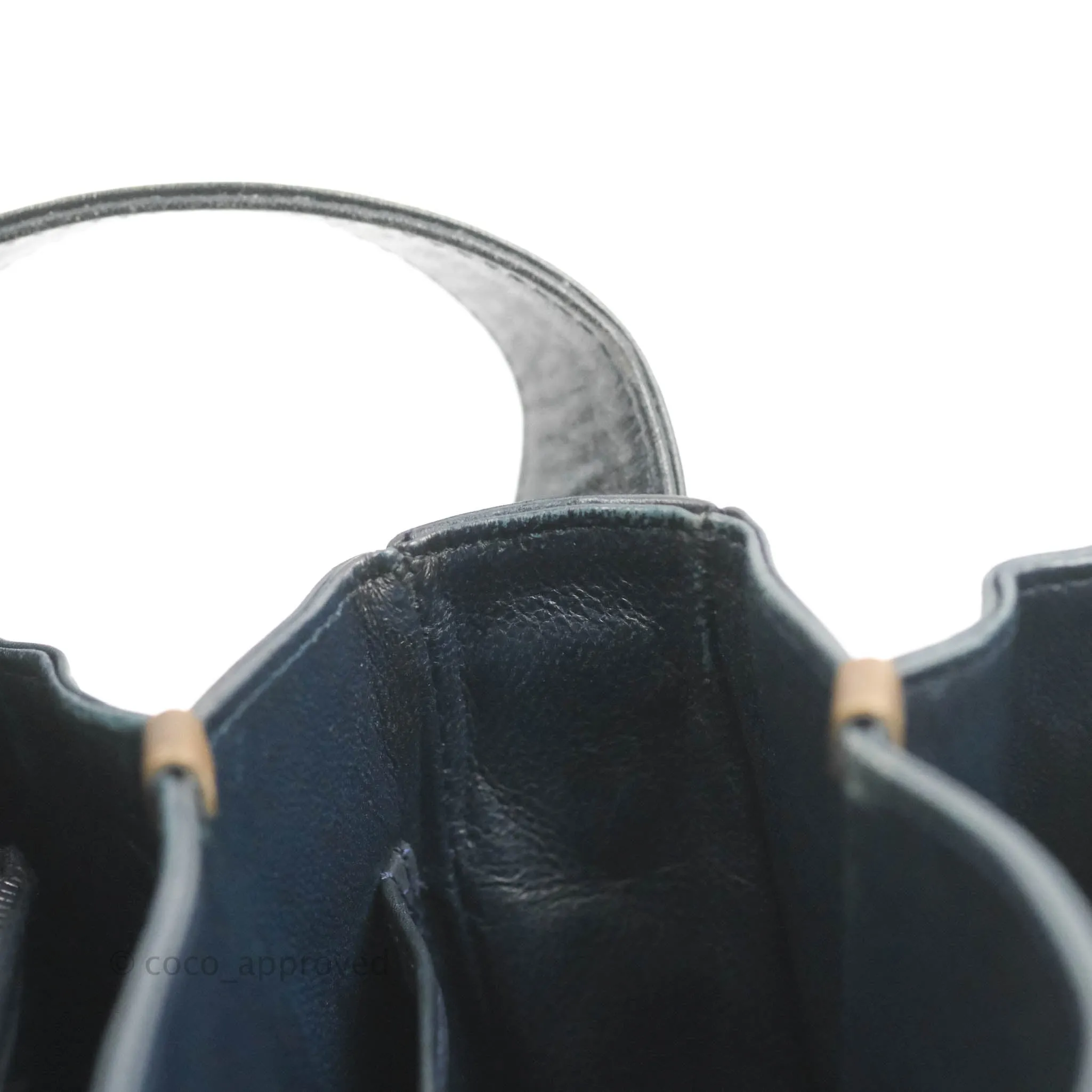 Celine Macadam Horse Carriage Bag Navy Gold Hardware