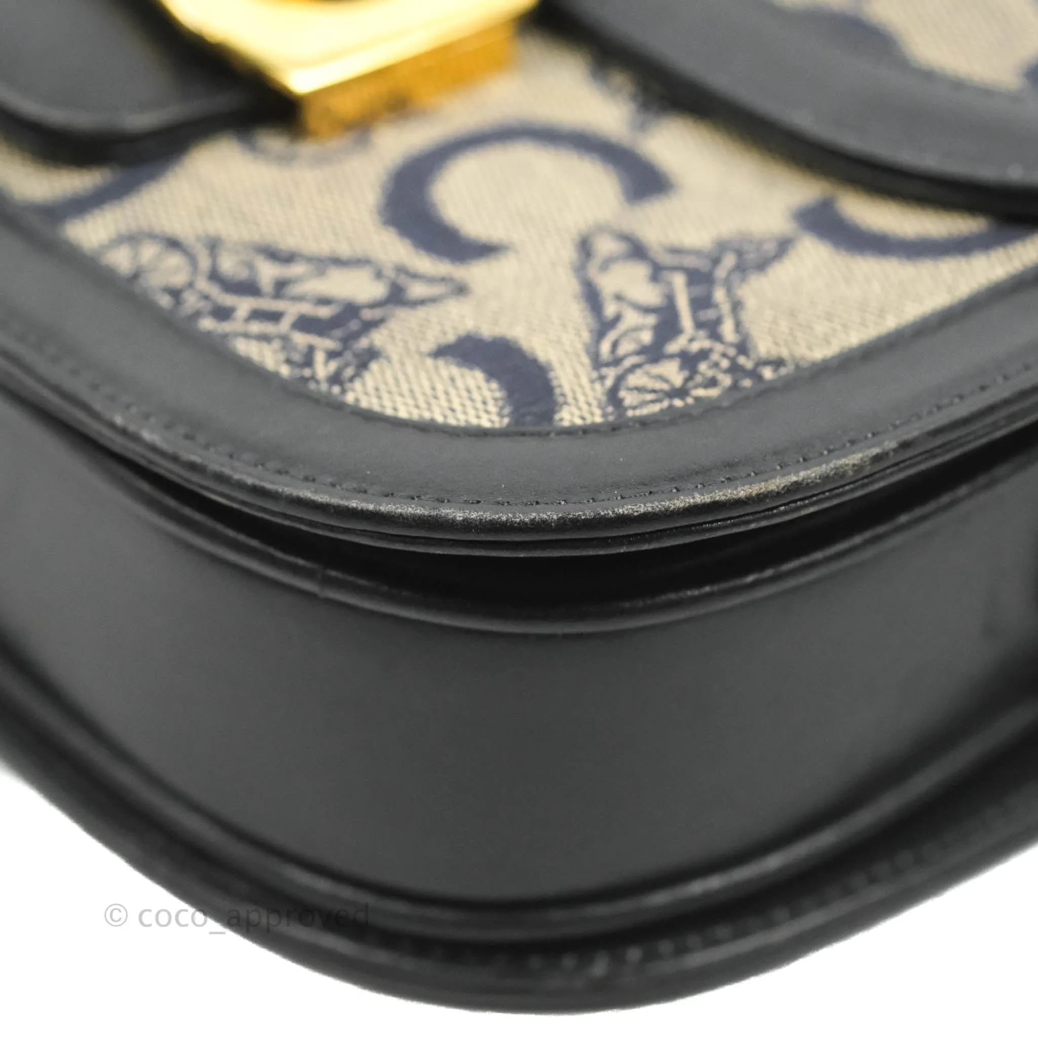 Celine Macadam Horse Carriage Bag Navy Gold Hardware