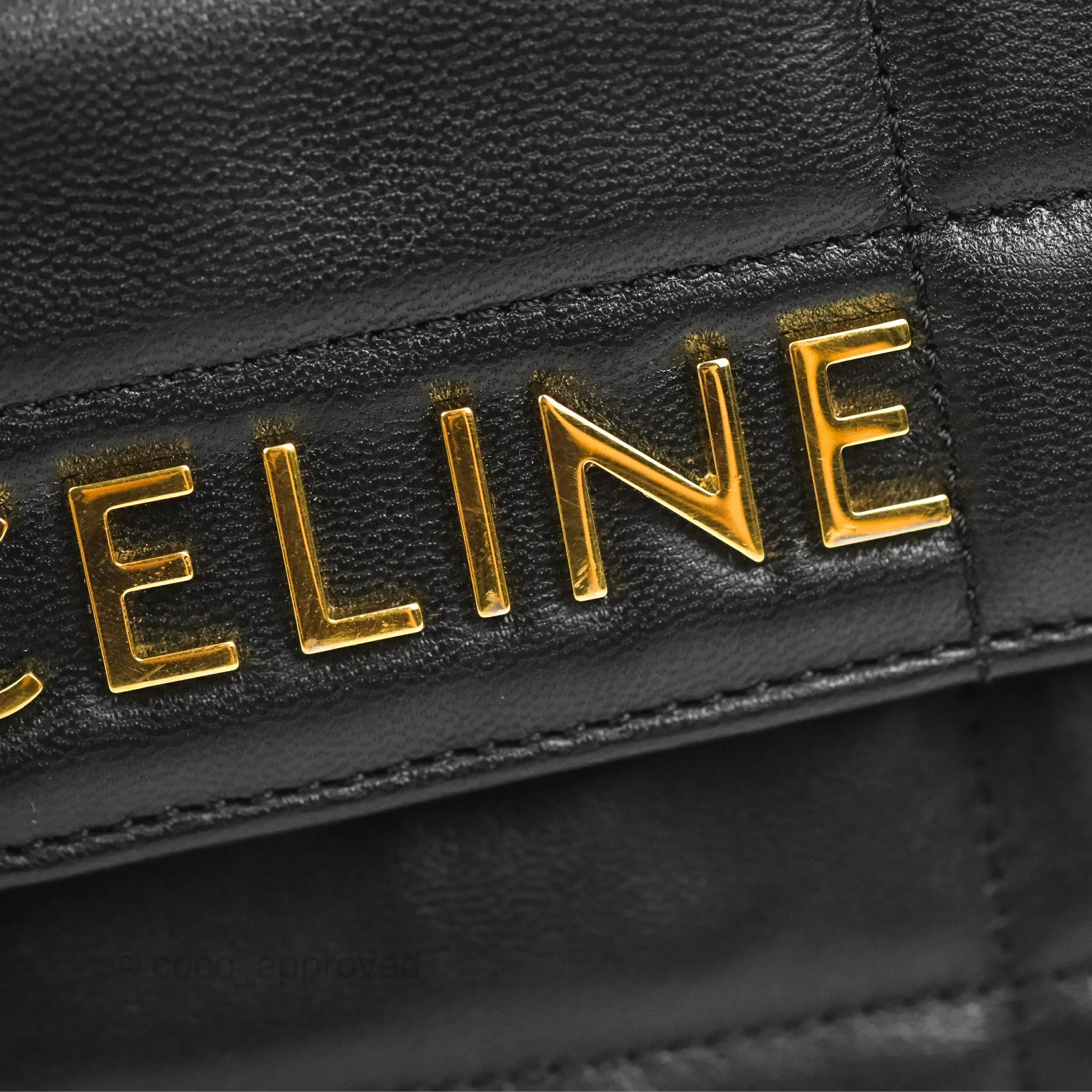 Celine Matelasse Monochrome Celine Shoulder Bag Black Quilted Goatskin