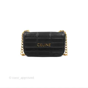 Celine Matelasse Monochrome Celine Shoulder Bag Black Quilted Goatskin