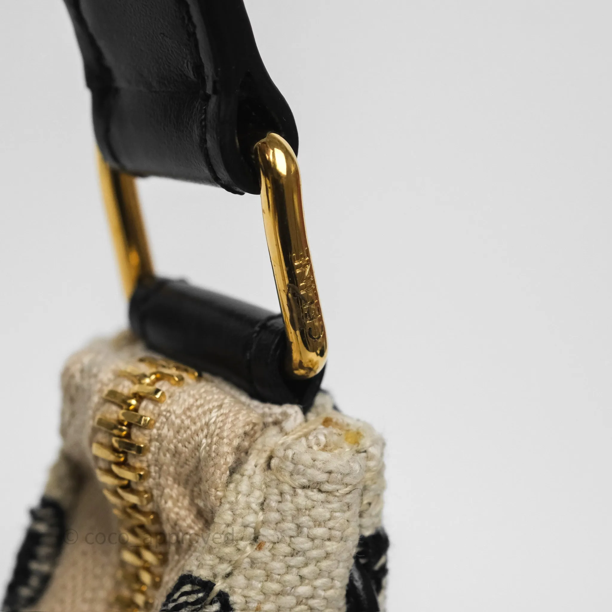 Celine Medium Ava Bag Triomphe Embroidered Black Natural