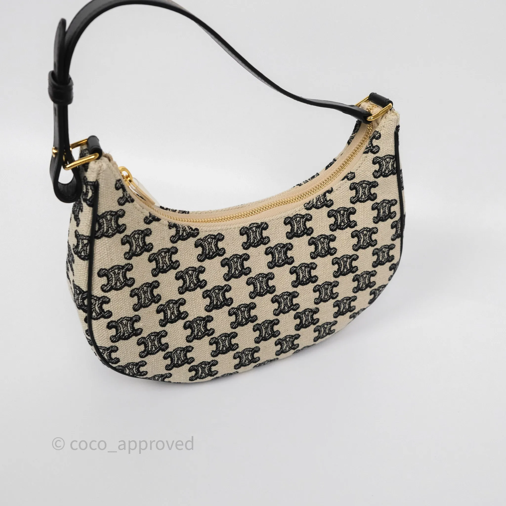 Celine Medium Ava Bag Triomphe Embroidered Black Natural