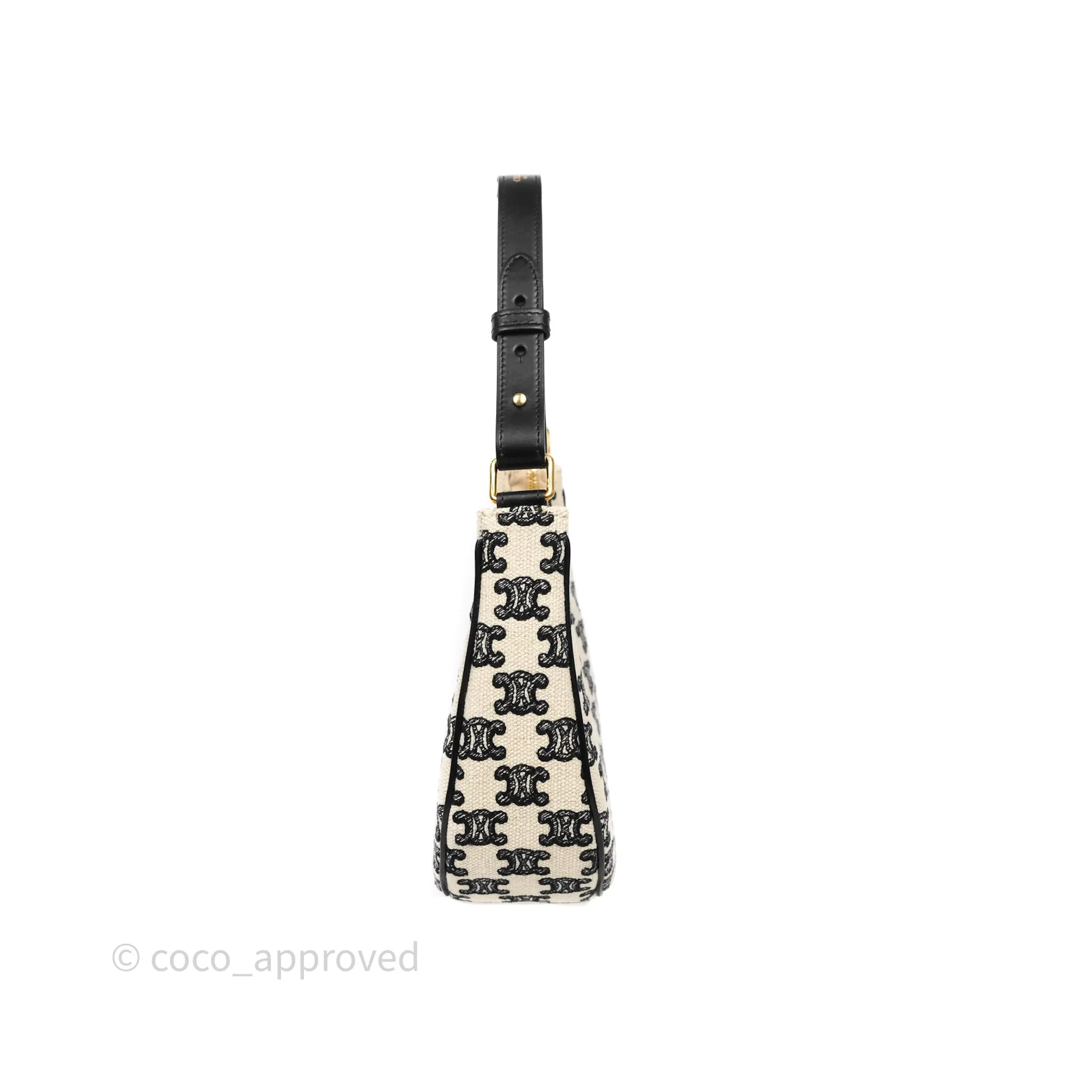 Celine Medium Ava Bag Triomphe Embroidered Black Natural