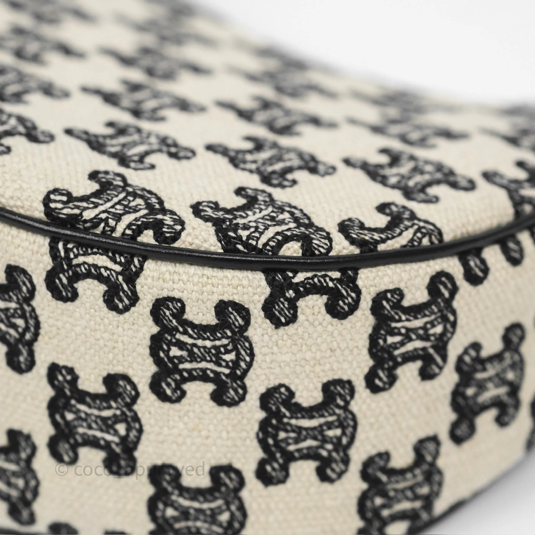 Celine Medium Ava Bag Triomphe Embroidered Black Natural