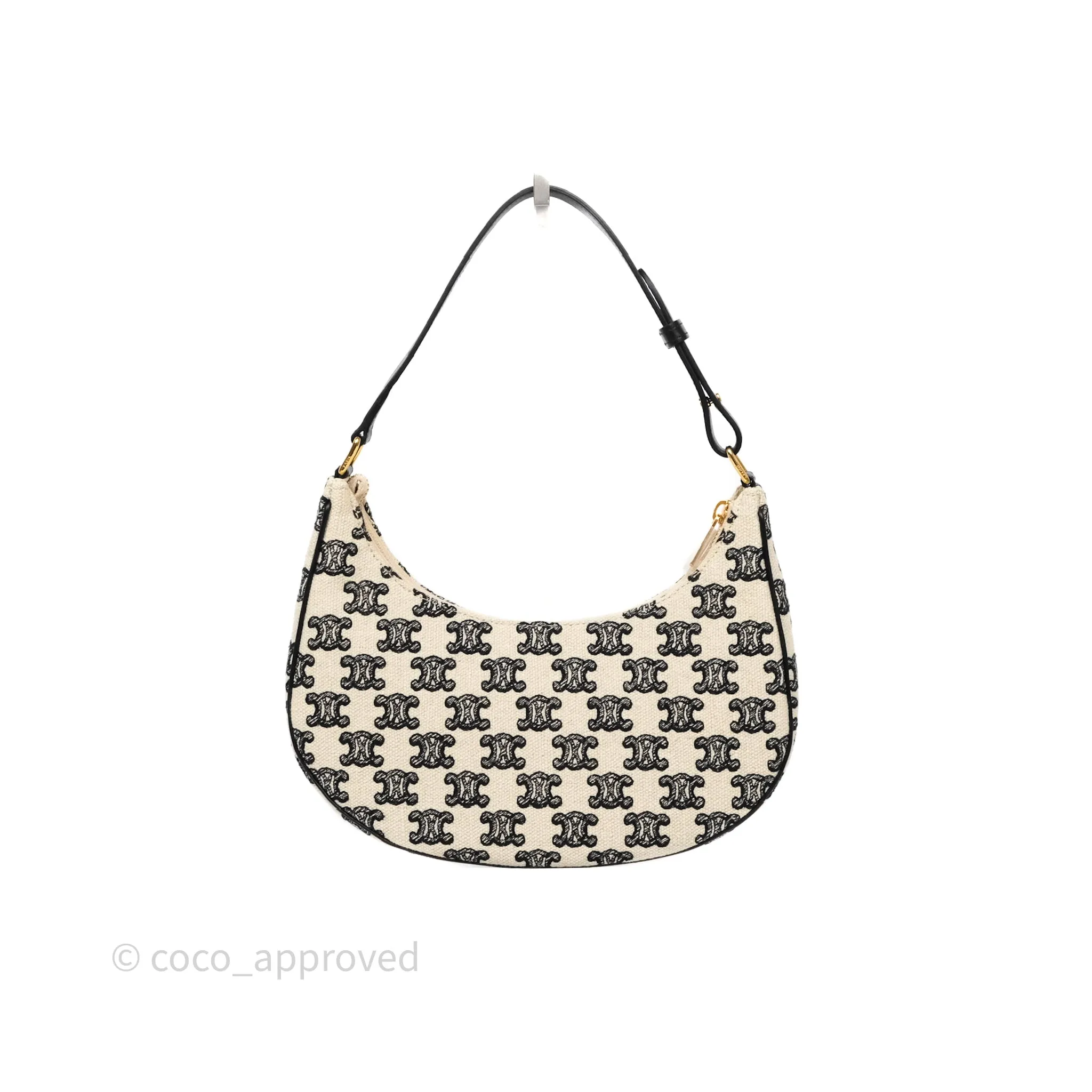 Celine Medium Ava Bag Triomphe Embroidered Black Natural