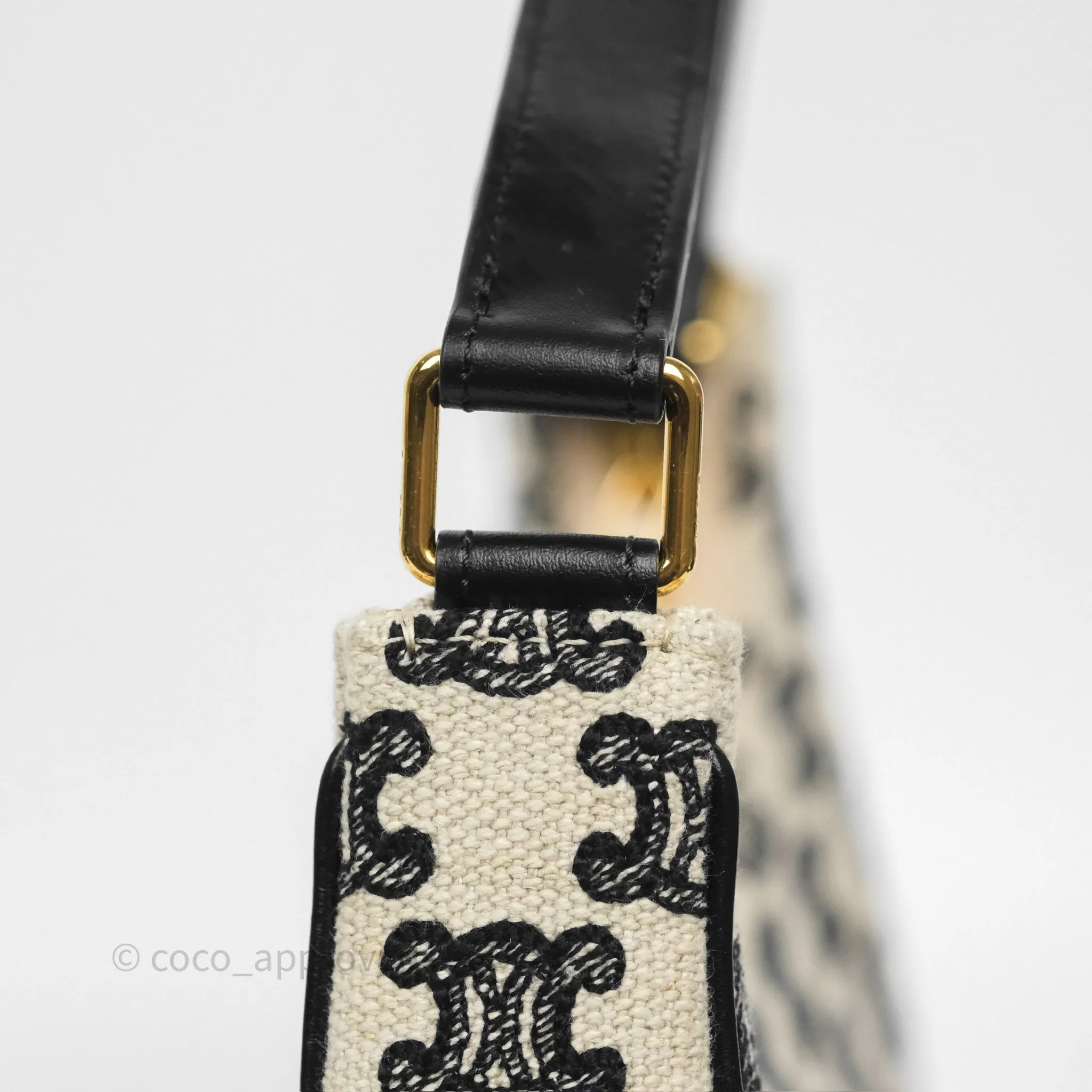 Celine Medium Ava Bag Triomphe Embroidered Black Natural