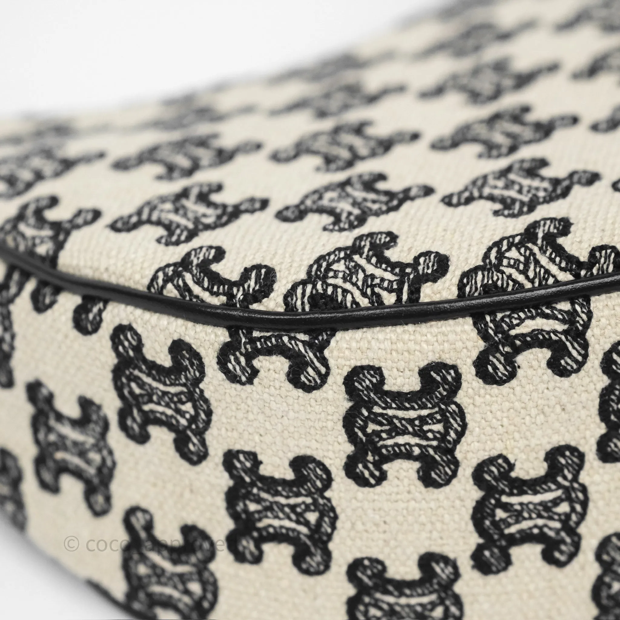 Celine Medium Ava Bag Triomphe Embroidered Black Natural
