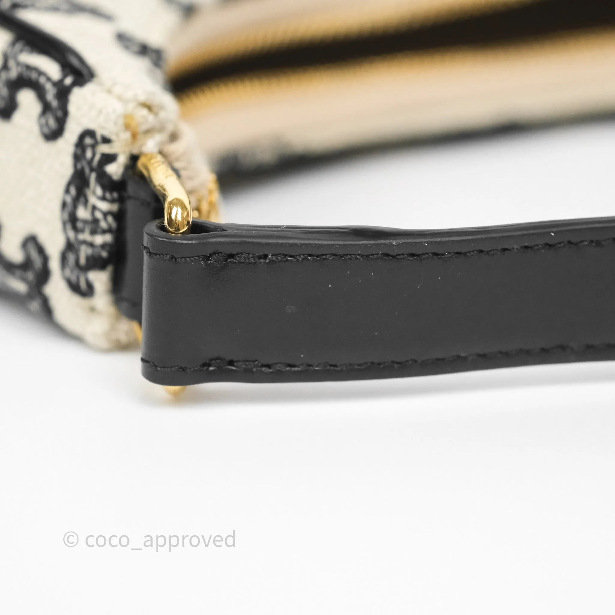 Celine Medium Ava Bag Triomphe Embroidered Black Natural