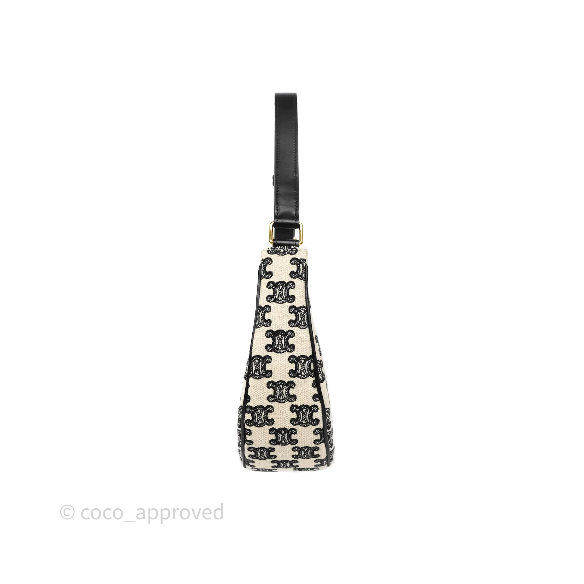 Celine Medium Ava Bag Triomphe Embroidered Black Natural