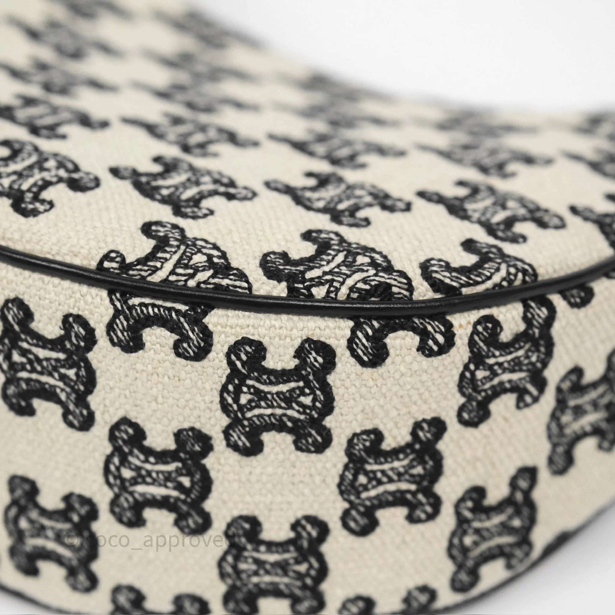 Celine Medium Ava Bag Triomphe Embroidered Black Natural