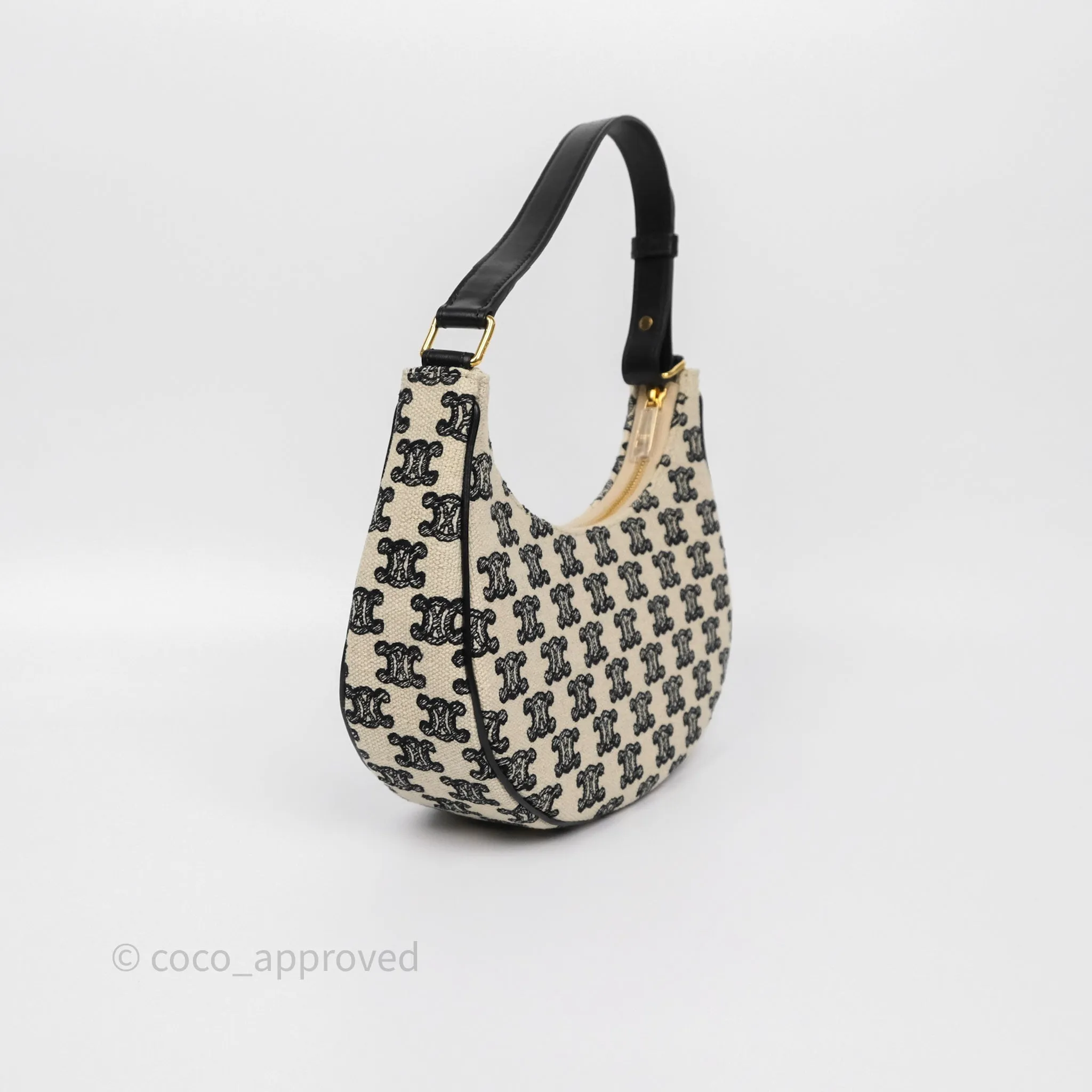 Celine Medium Ava Bag Triomphe Embroidered Black Natural