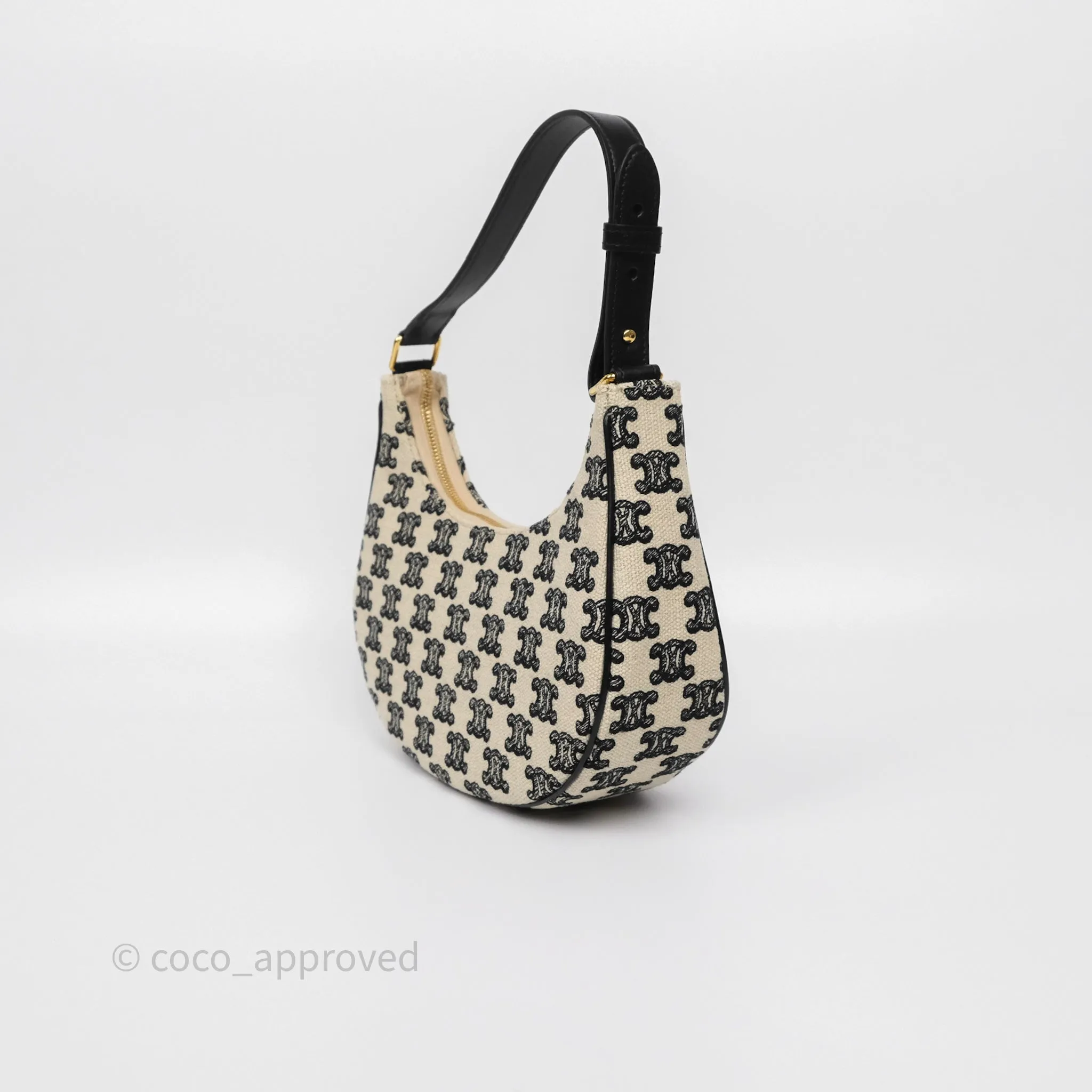 Celine Medium Ava Bag Triomphe Embroidered Black Natural