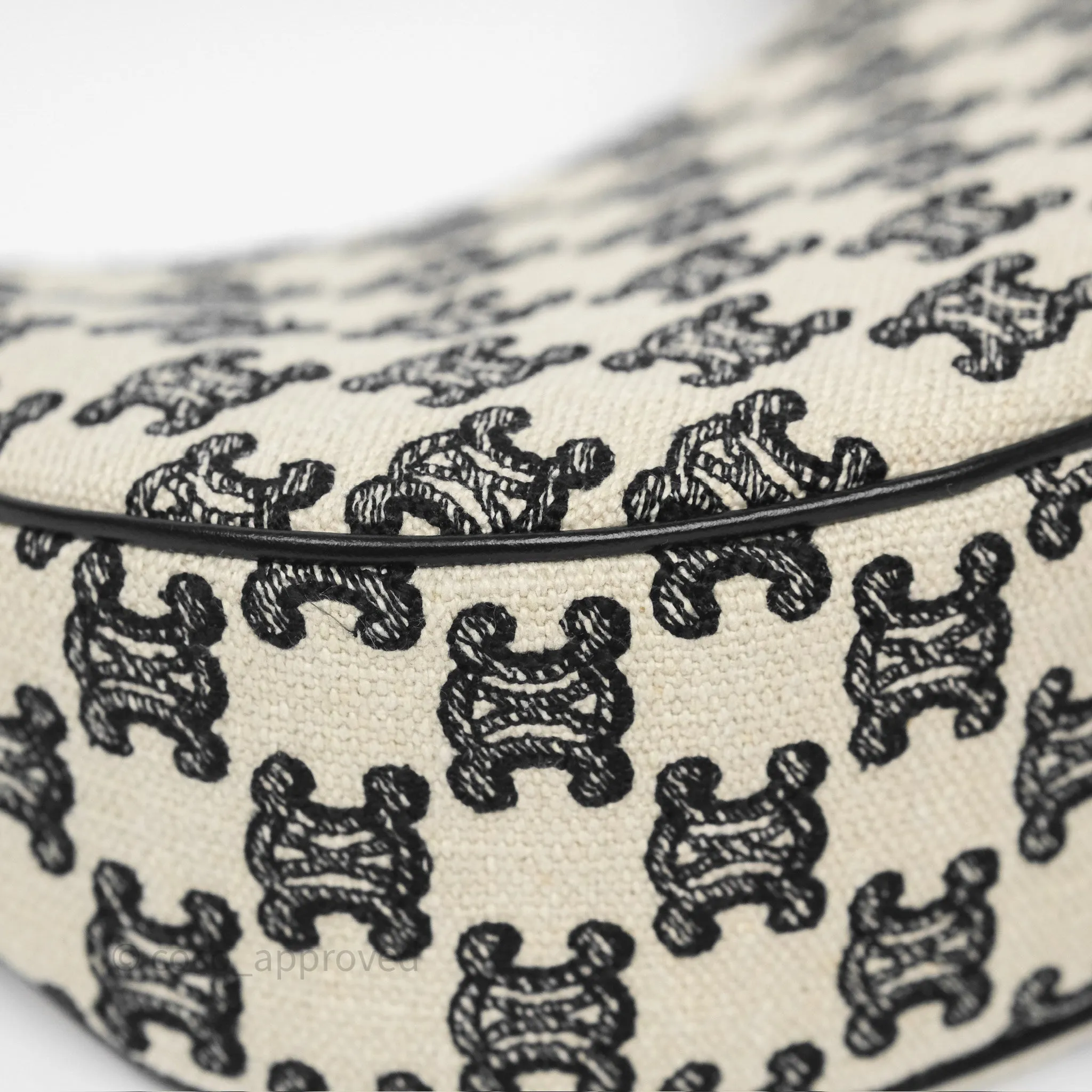 Celine Medium Ava Bag Triomphe Embroidered Black Natural