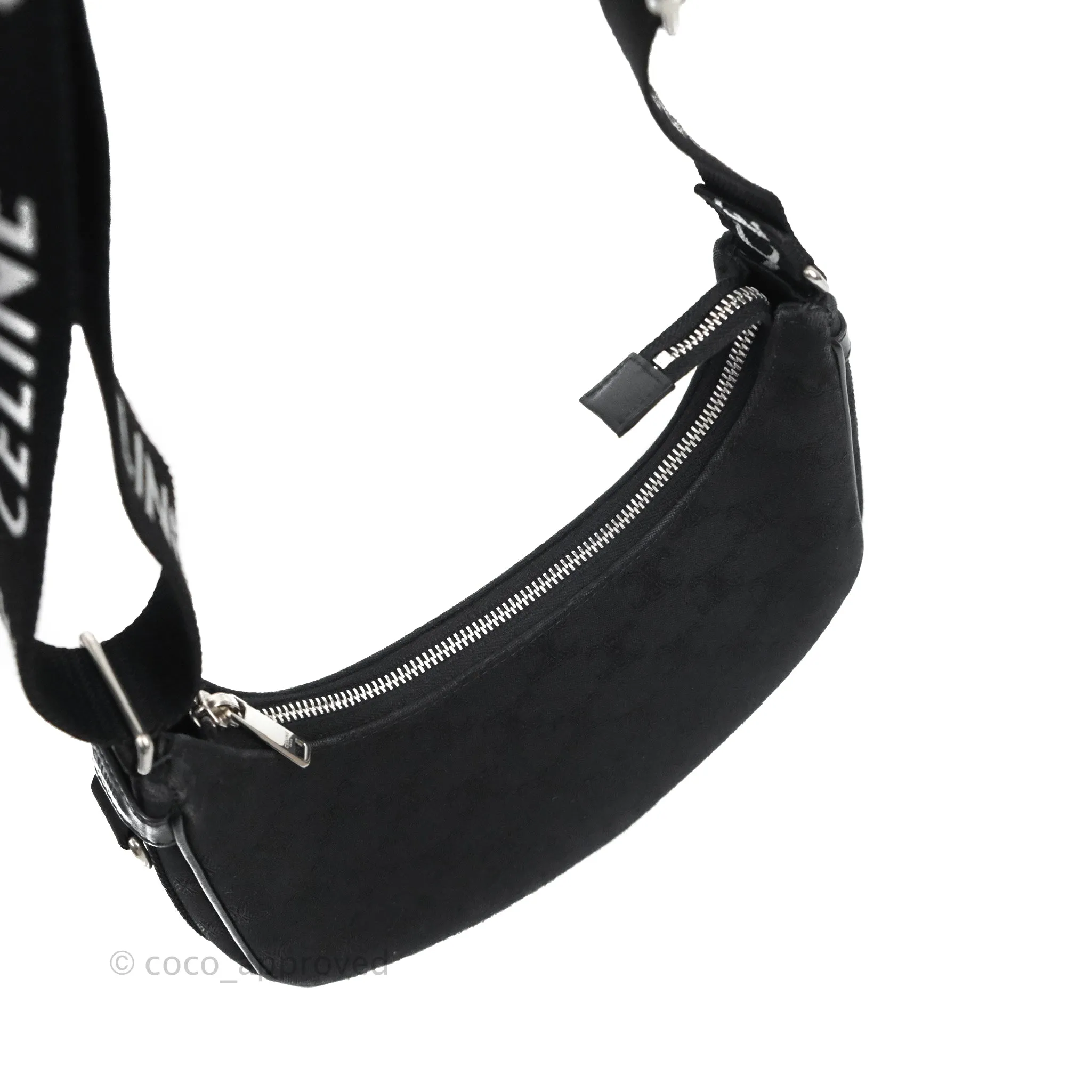 Celine Medium Ava Bag with Celine Strap Black Triomphe Jacquard Calfskin