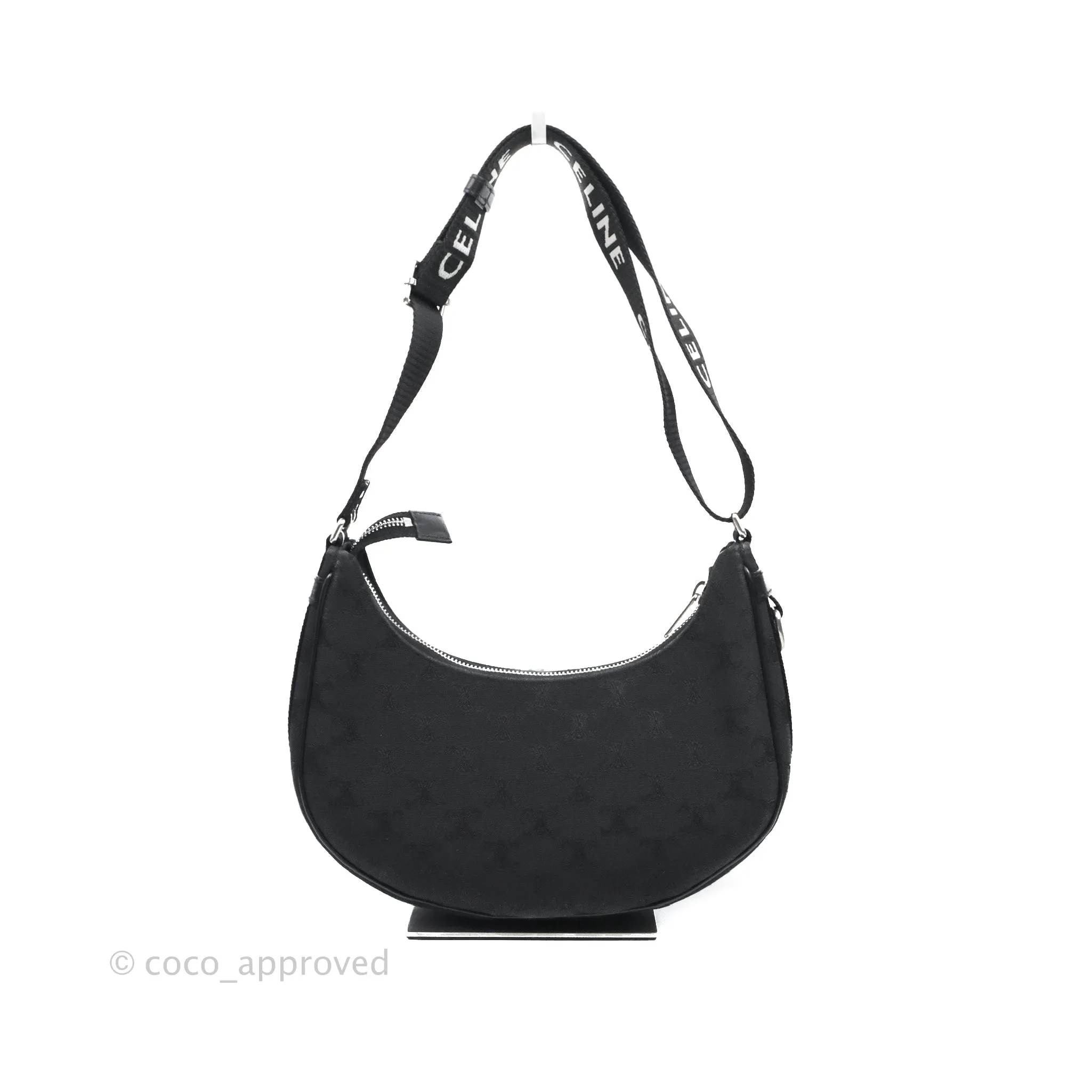Celine Medium Ava Bag with Celine Strap Black Triomphe Jacquard Calfskin