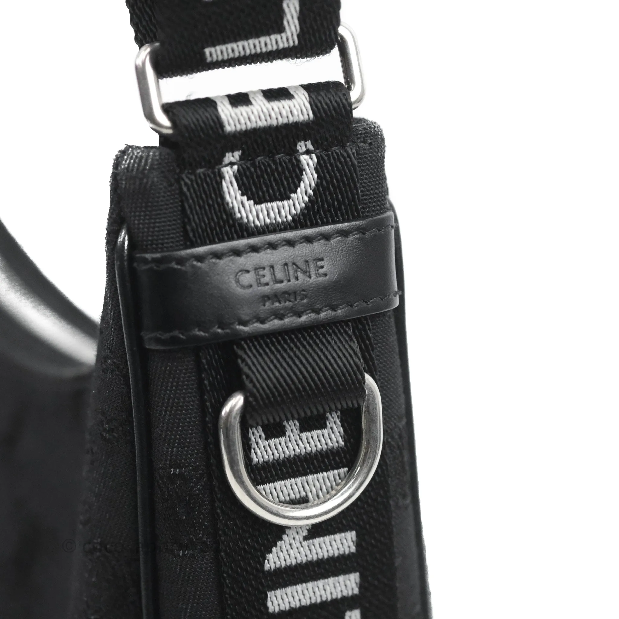 Celine Medium Ava Bag with Celine Strap Black Triomphe Jacquard Calfskin