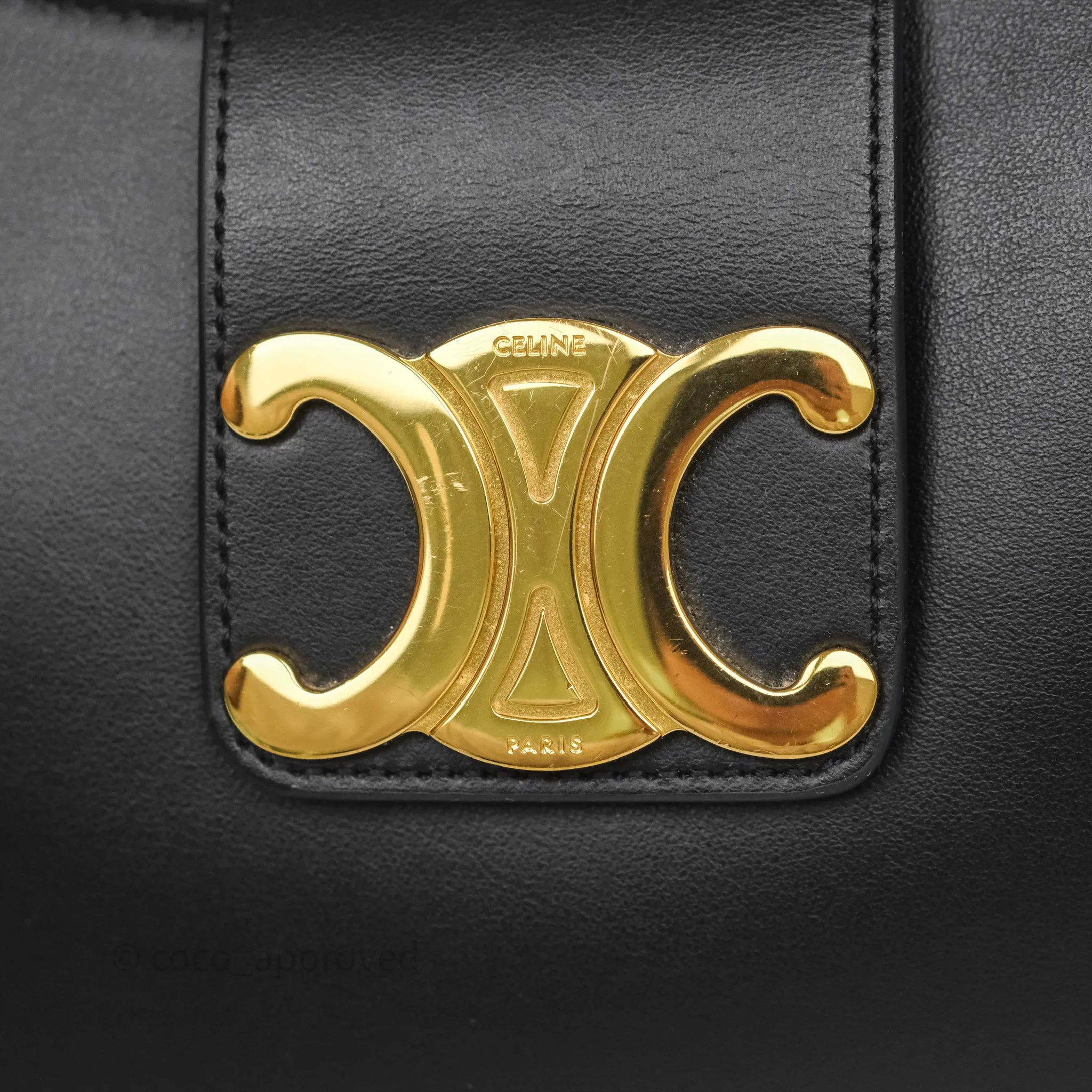 Celine Medium Ava Triomphe Bag Black Smooth Calfskin