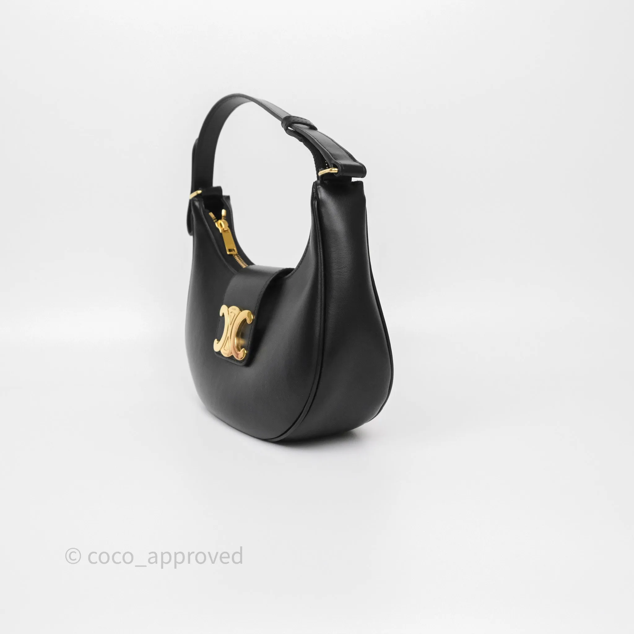 Celine Medium Ava Triomphe Bag Black Smooth Calfskin