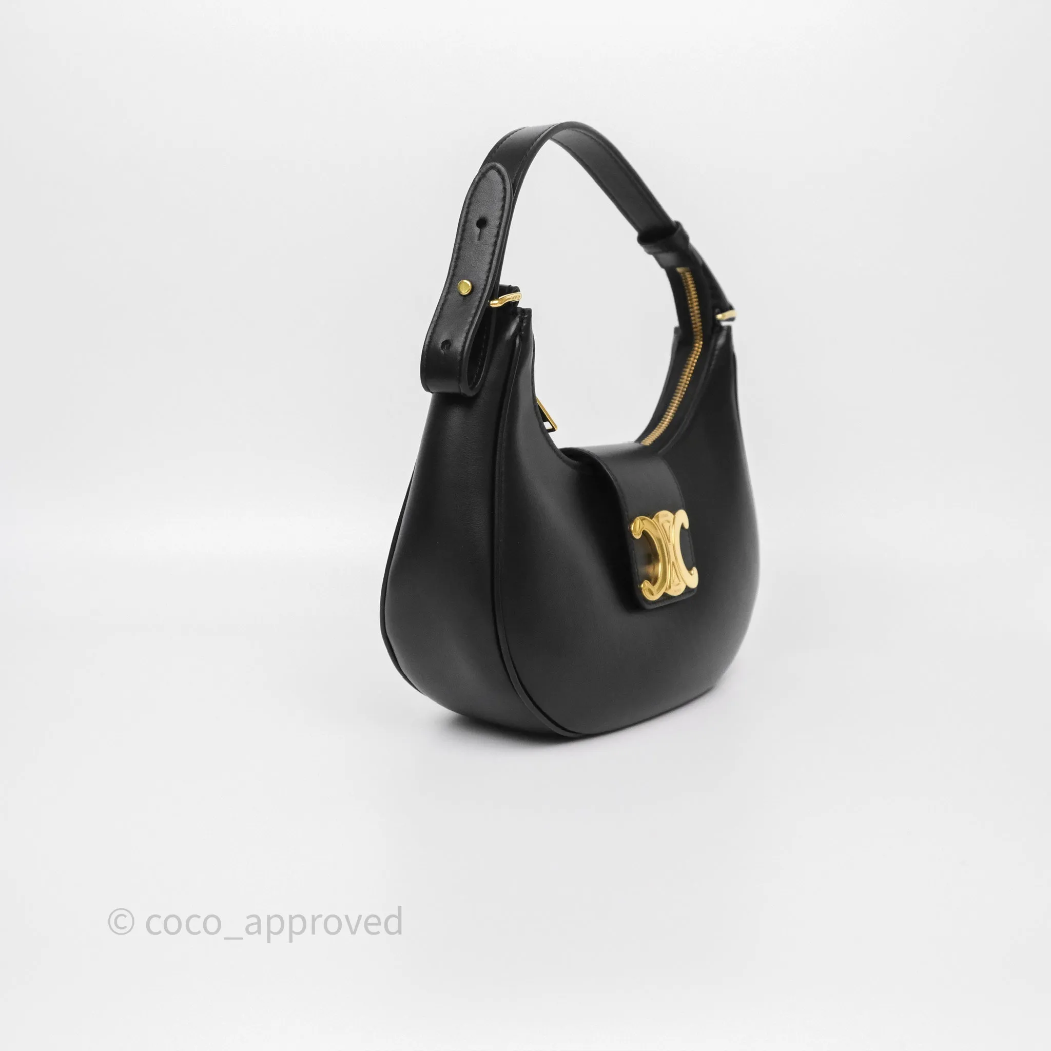 Celine Medium Ava Triomphe Bag Black Smooth Calfskin